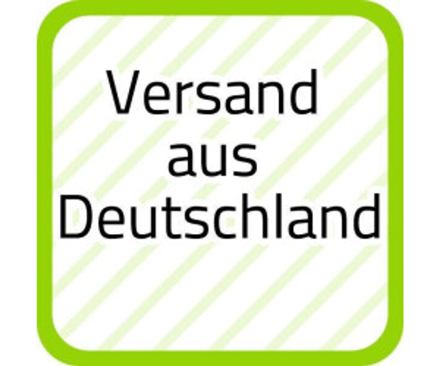 Zielony i biały kwadrat z napisem "Versand aus Deutschland" oznacza "Wysyłka z Niemiec".