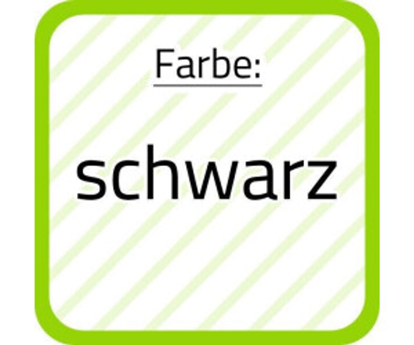 Ein grünes Quadrat mit dem deutschen Wort 'schwarz' darauf.