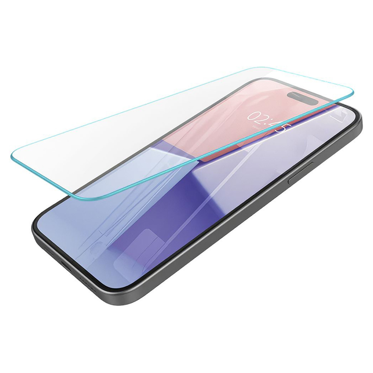 Telefono con protezione schermo applicata. Protezione trasparente e leggermente angolata.