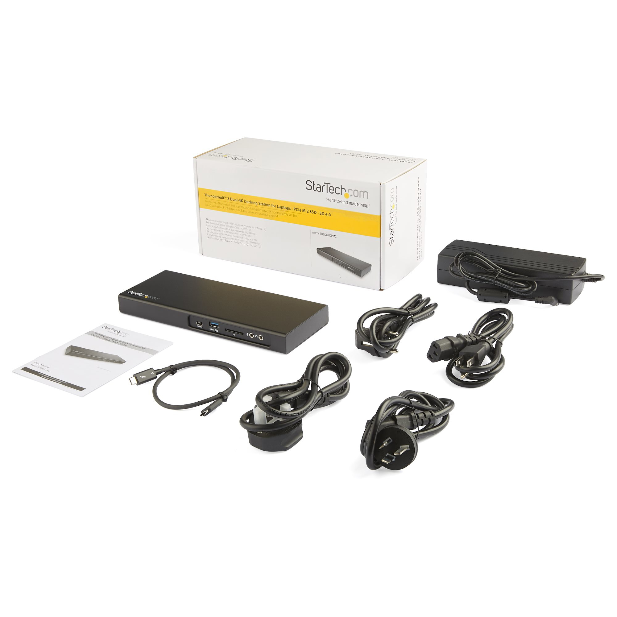 Kit docking station StarTech.com con cavi e alimentatore.