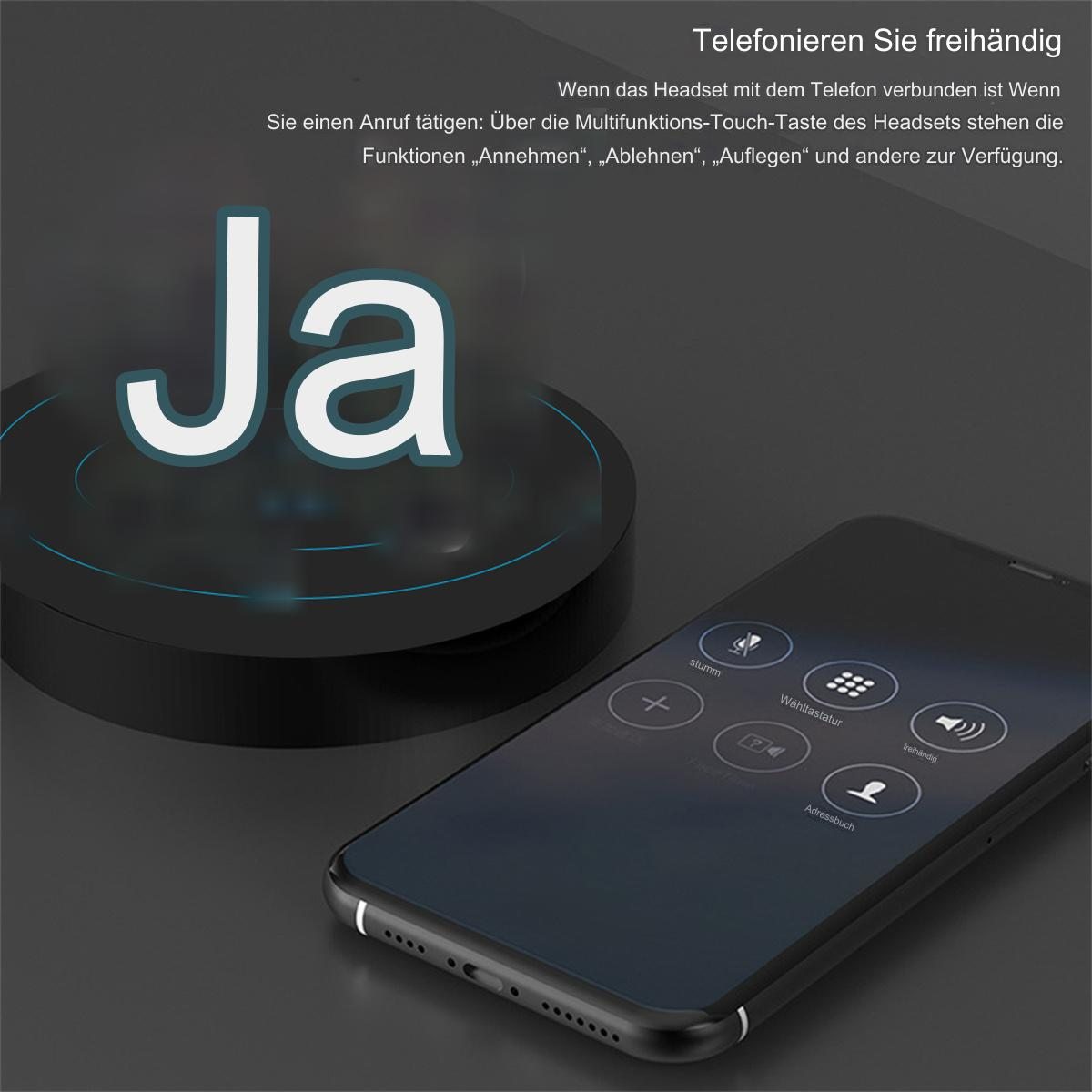 Smartphone mit Anrufbildschirm und schwarzer Scheibe. Text auf Deutsch.