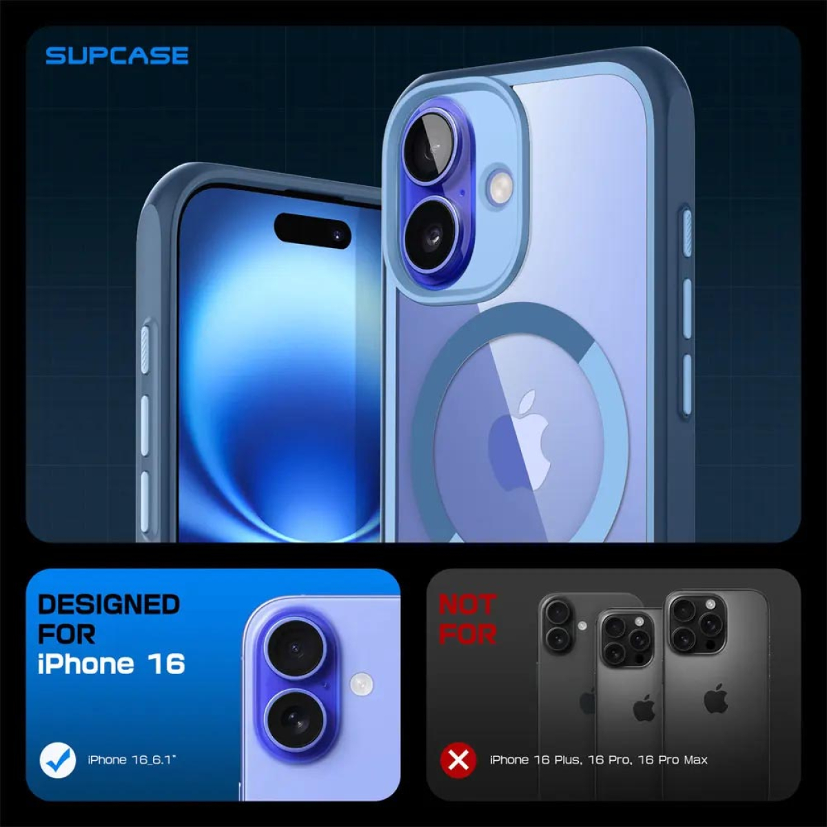 Handyhüllen. Eine Hülle ist auf einem Telefon. Die anderen Hüllen sind nicht für iPhone 16.