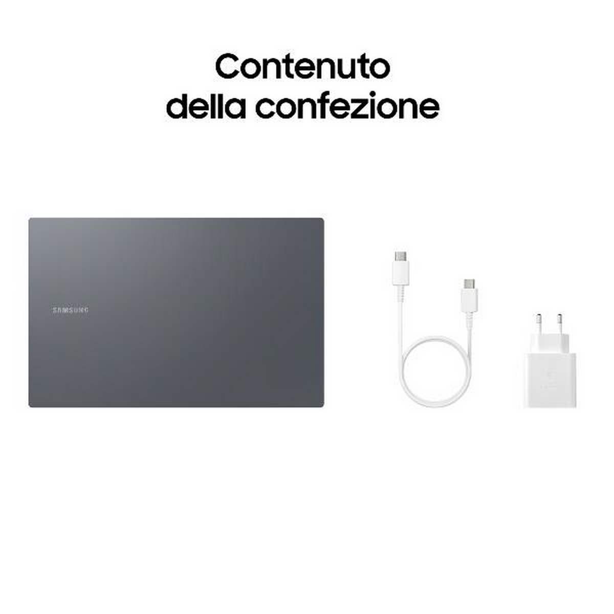 Un ordinateur portable, un câble de chargement et un chargeur.