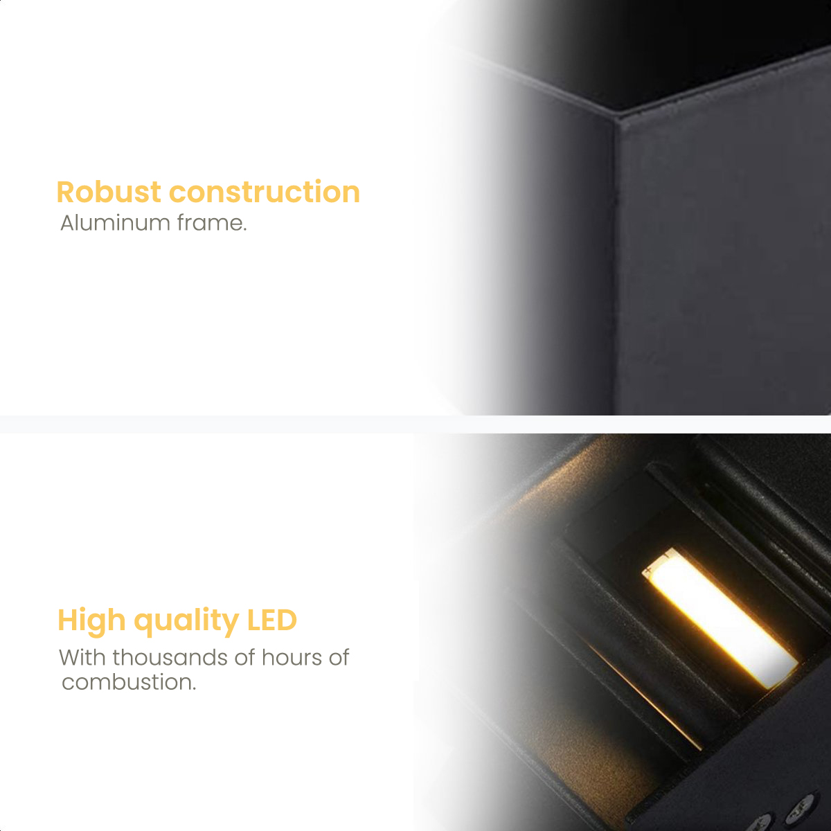 Close-up of a black object, with a bright LED light inside.