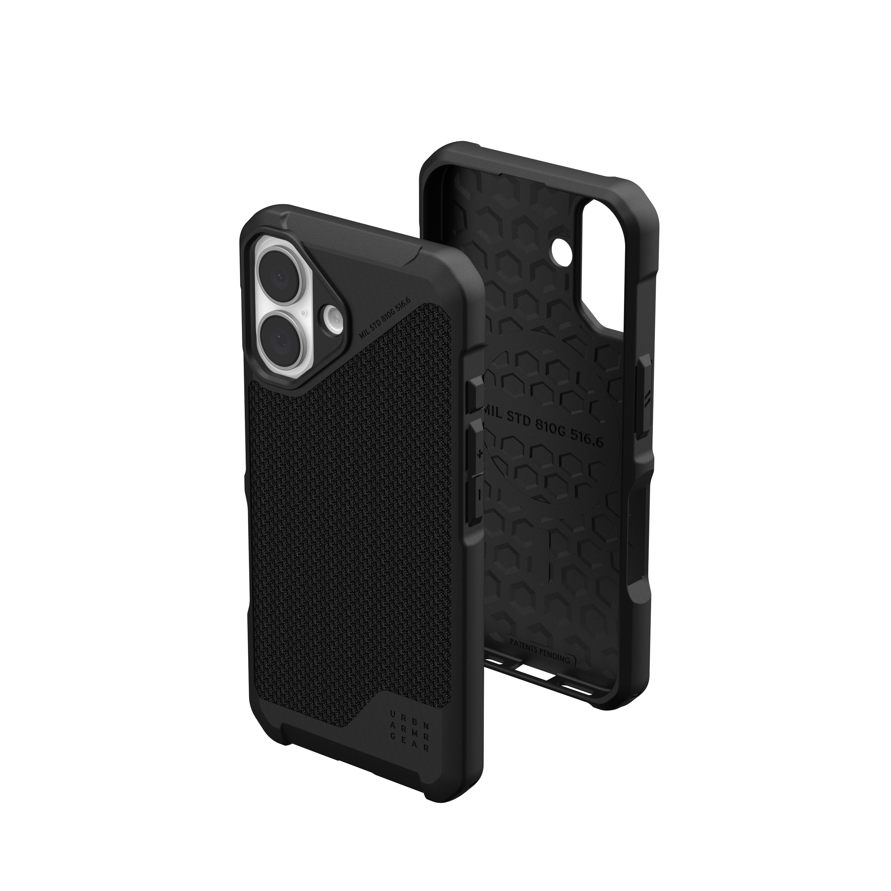 Una custodia nera per telefono con retro strutturato e design robusto.
