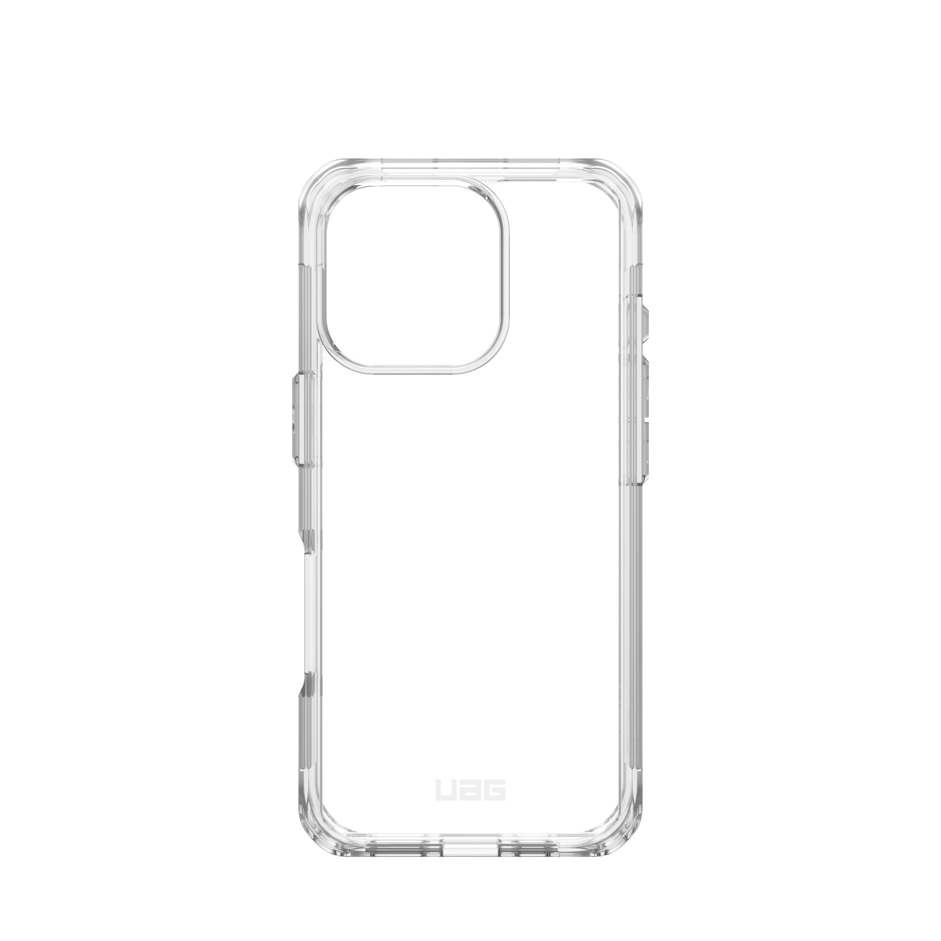 Transparente Handyhülle. Sie hat ein klares Design und das Logo unten.