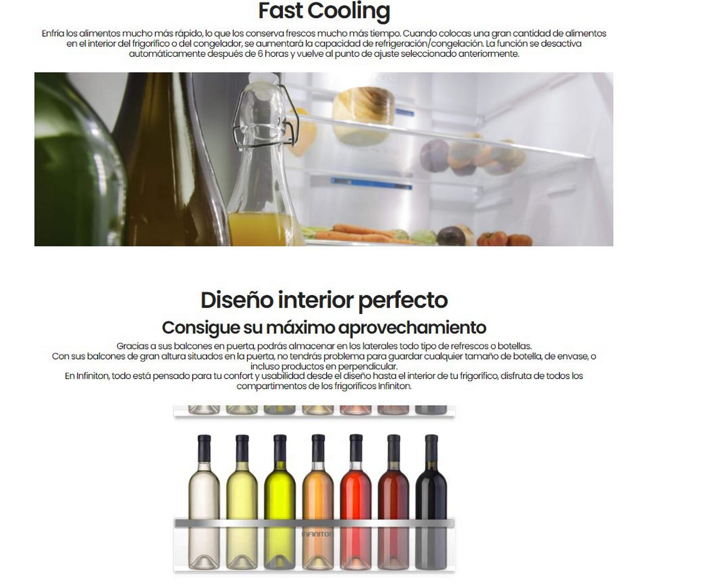 Interior de un refrigerador con estantes, frascos, botellas y verduras.