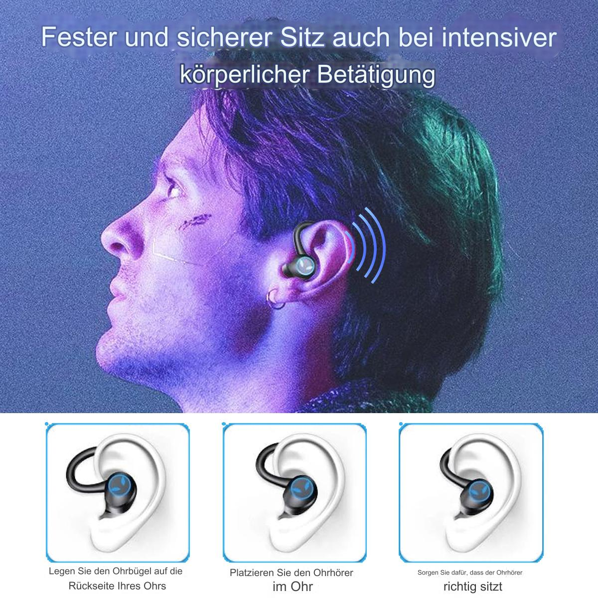 Mann mit Kopfhörer-Headset mit Illustrationen zur Montage.
