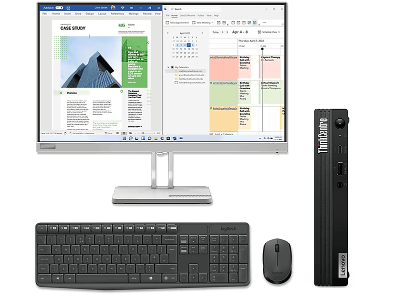 PC Sobremesa - LENOVO Tiny M75Q 5Y GARANTÍA + Monitor Lenovo L25E-40 24.5" FHD VGA HDMI + Teclado Logitech MK235