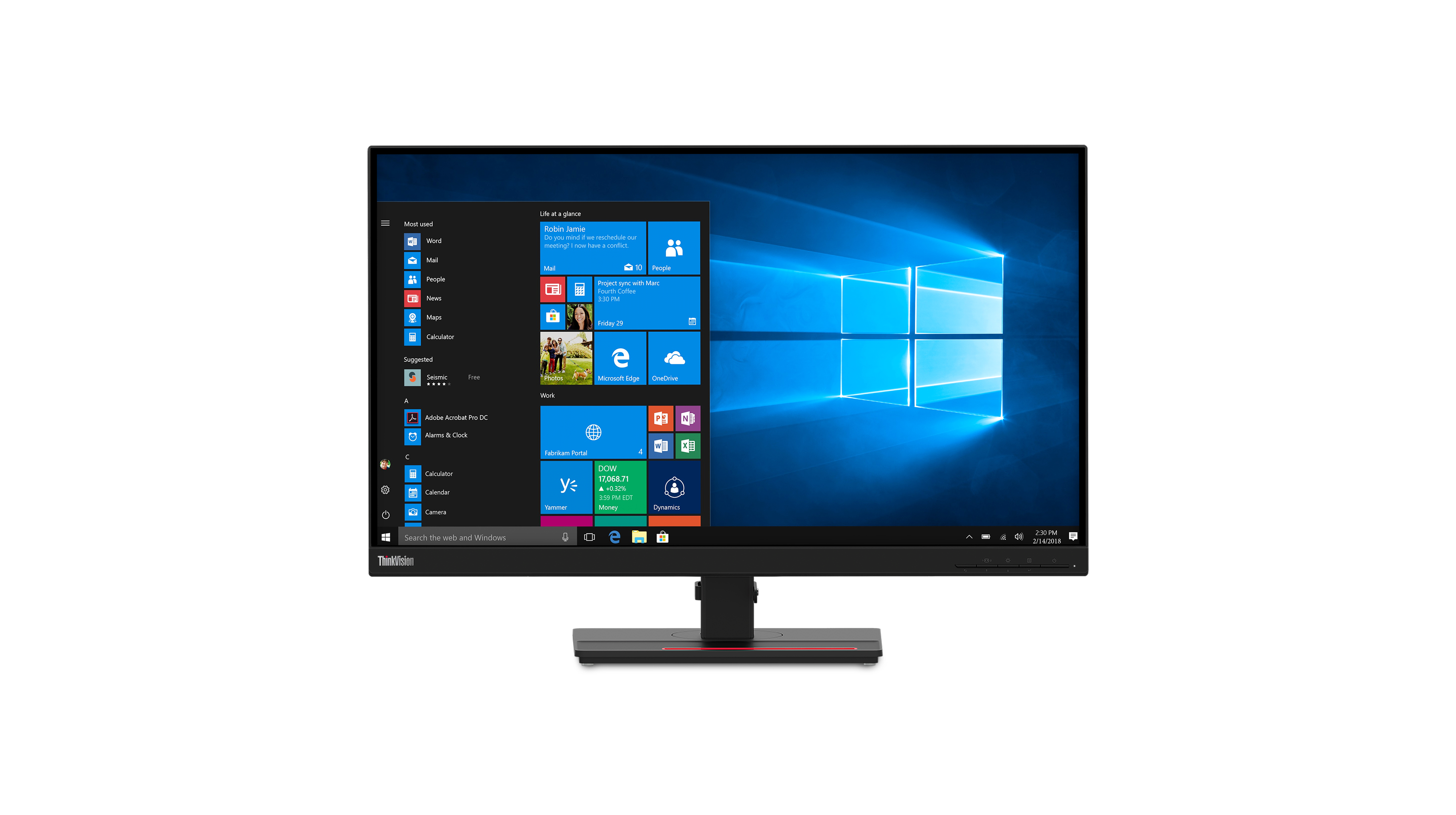 A computer monitor displaying a Windows desktop, front view, black frame, on a white background.
