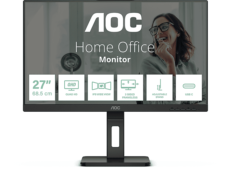 Monitor - AOC AOC Q27P3CV pantalla para PC 68,6 cm (27") 2560 x 1440 Pixeles Quad HD LED Negro