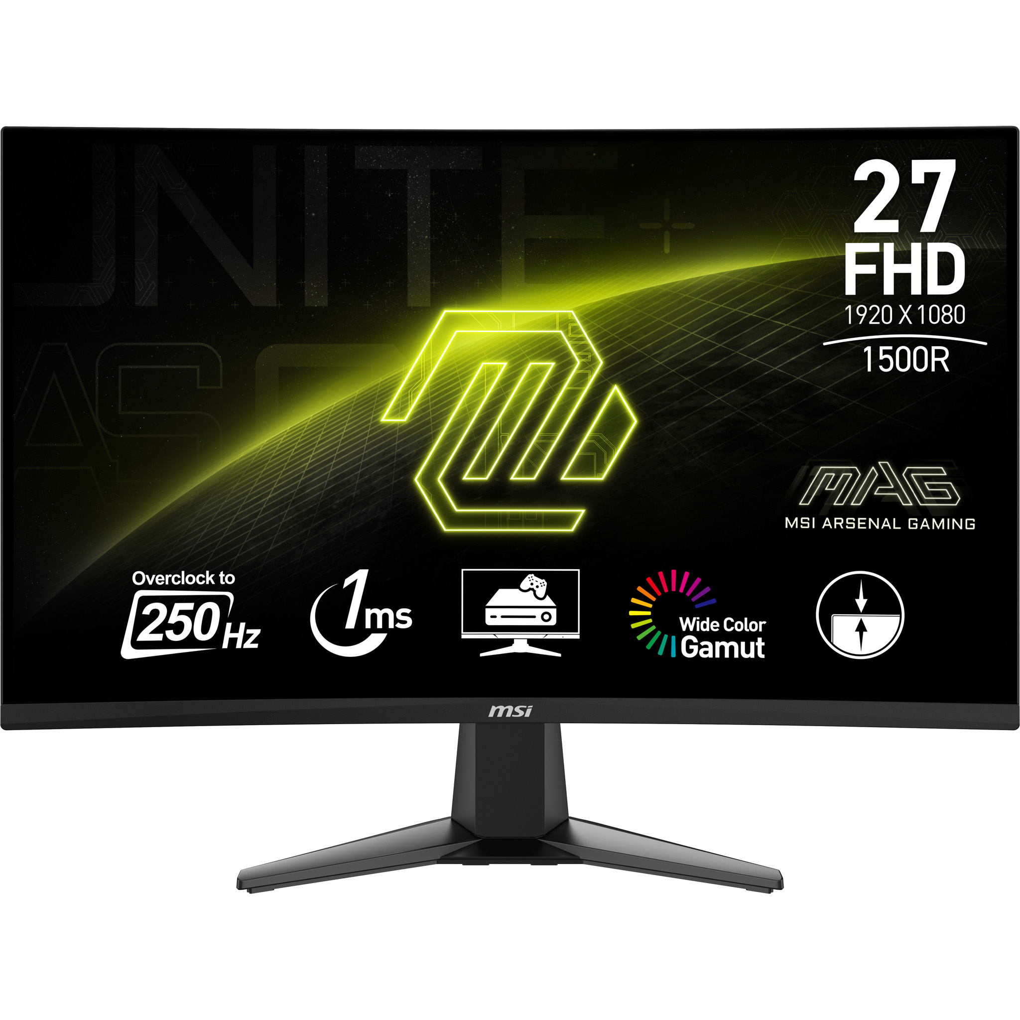 MSI MAG 27C6X Curved VA 27 inç Full-HD 1 ms 250 Hz Gaming Monitör Siyah