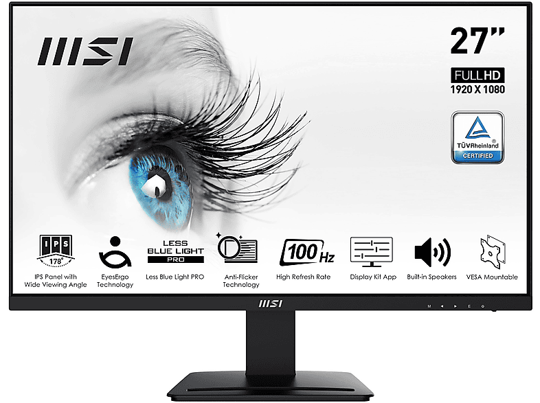 MSI PRO MP273A 27 Zoll Full-HD Monitor (1 ms Reaktionszeit , 100 Hz , 100 Hz nativ)