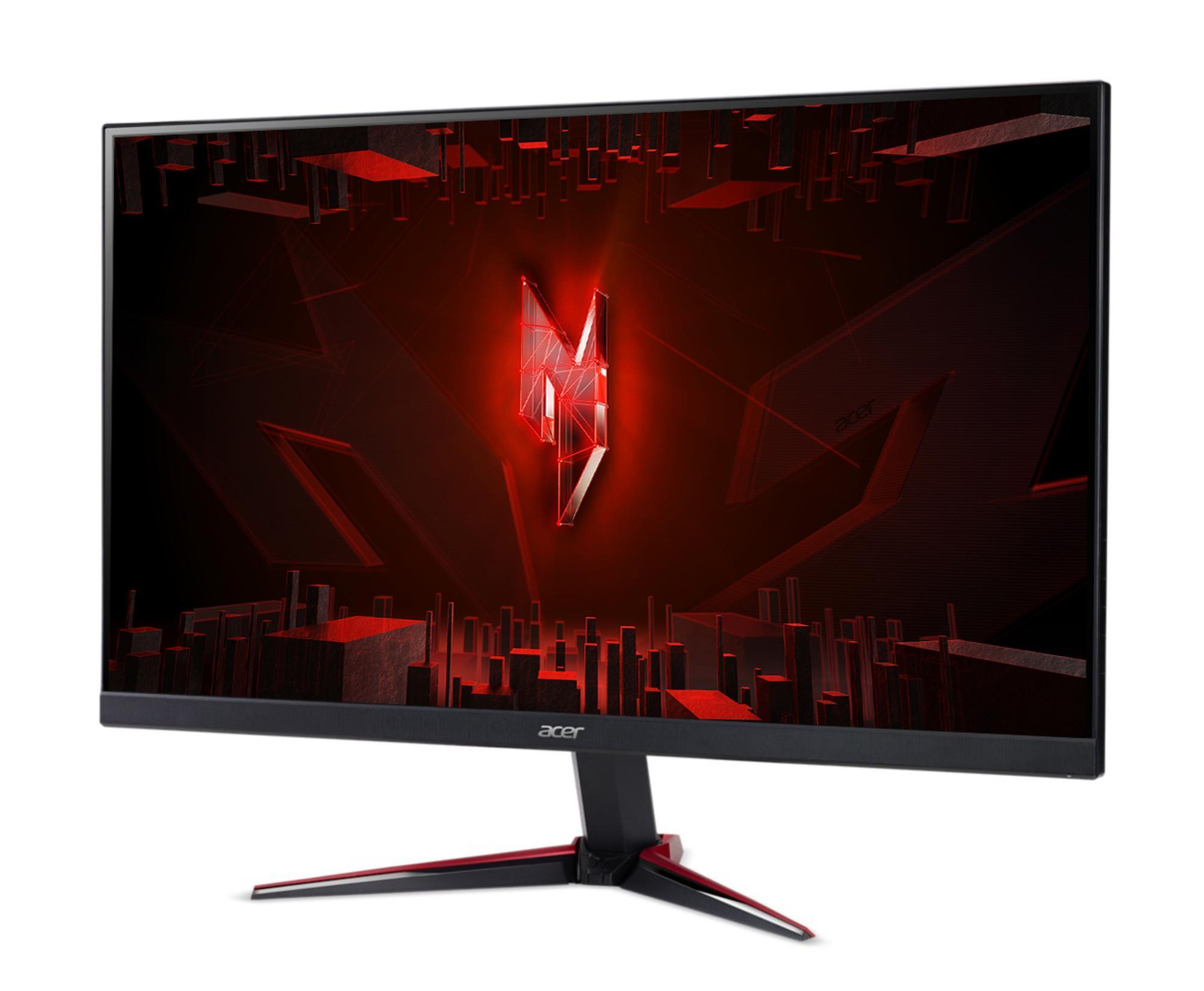 Acer Predator Gaming-Monitor mit roten Akzenten vor schwarzem Hintergrund.