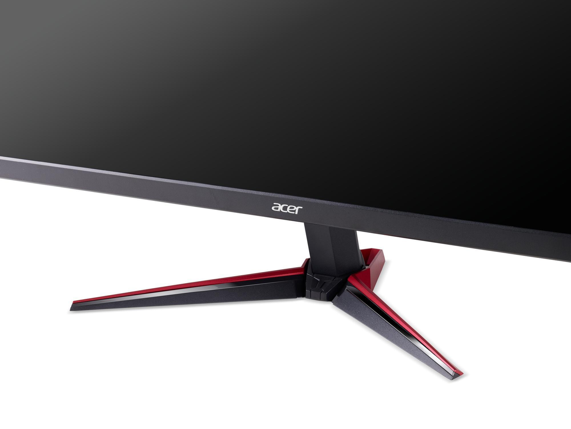 Acer-Monitorbasis mit schwarzem Bildschirm und roten Akzenten auf weißem Hintergrund.