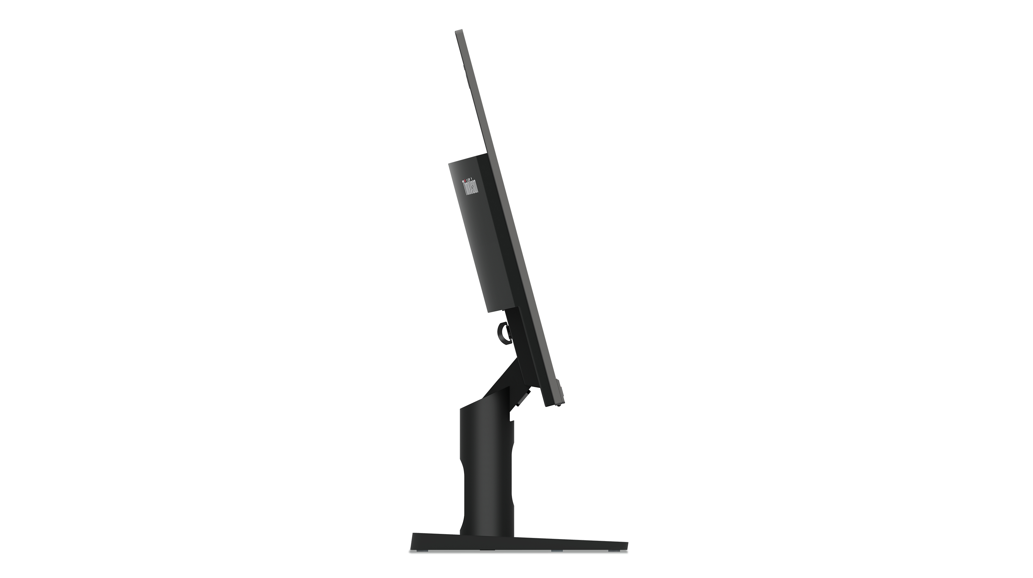 Vue latérale d'un moniteur noir avec un support.