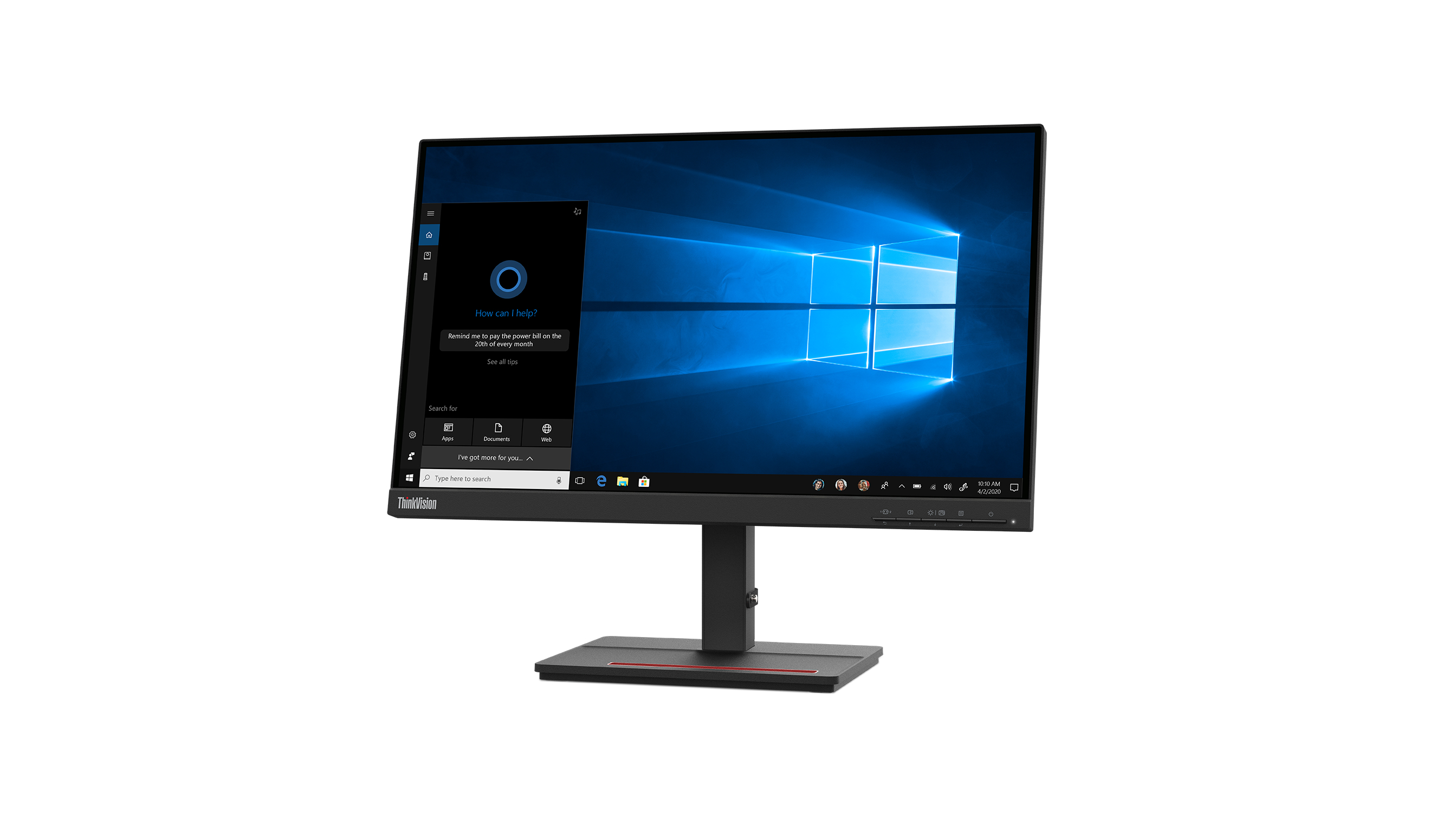 Un monitor de computadora muestra la interfaz de Windows sobre un fondo blanco.
