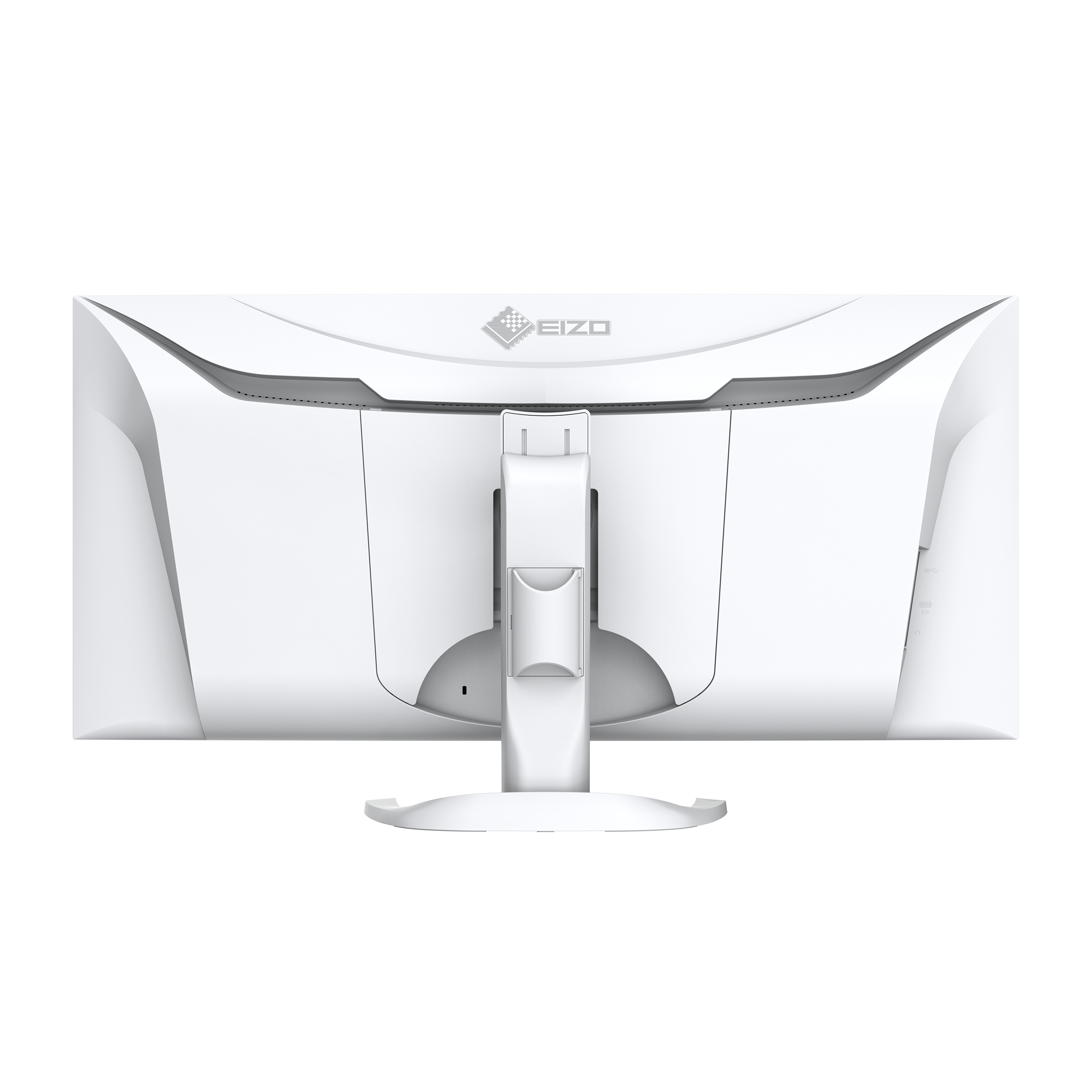 Tył białego monitora komputera z logo EIZO.