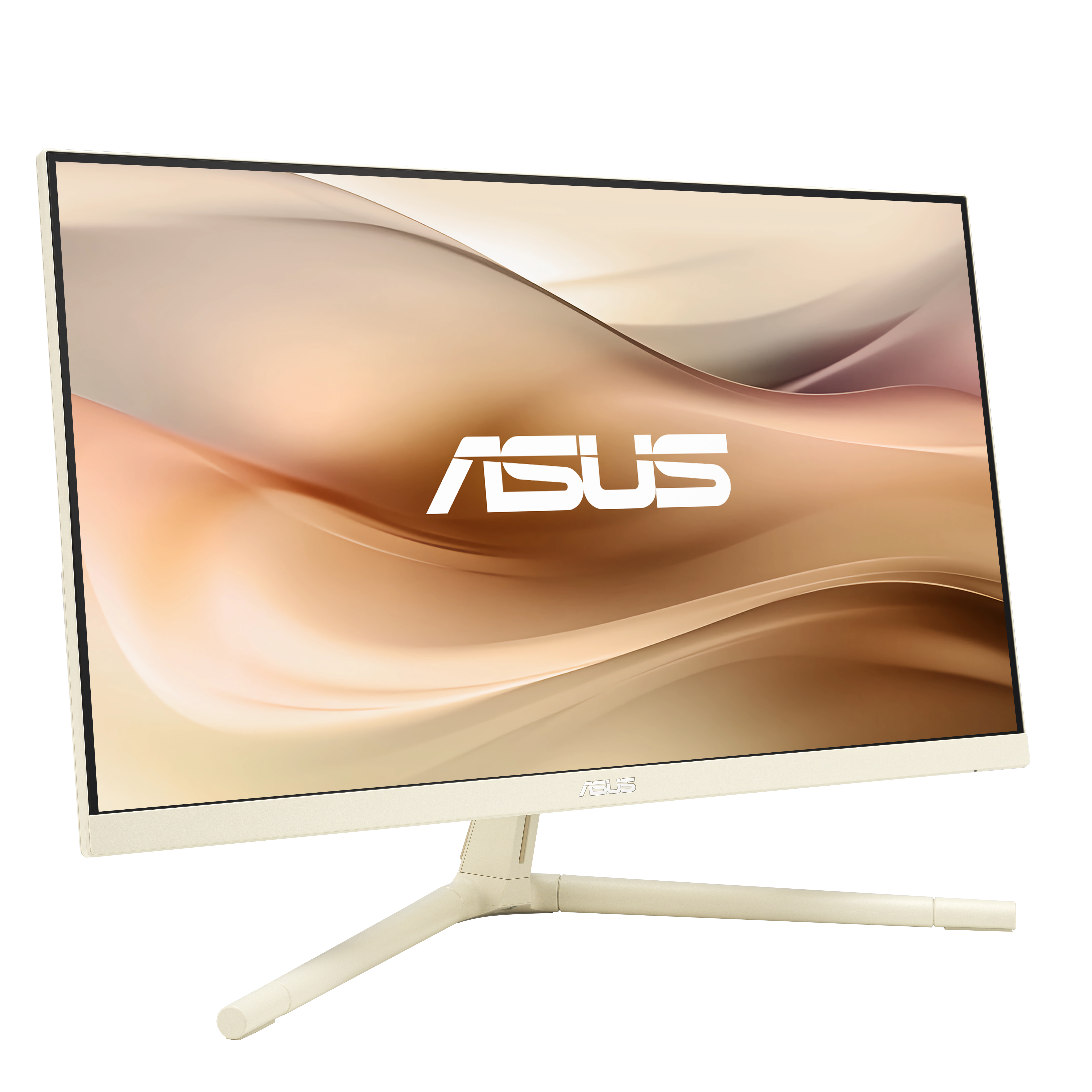 ASUS monitor. Beige frame, white logo, and a light beige background.