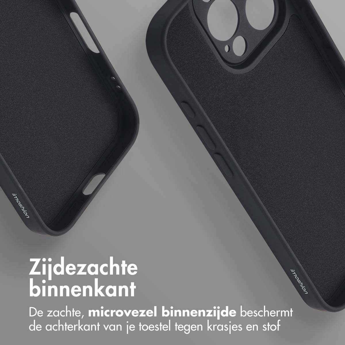 Deux coques de téléphone noires. L'une est ouverte, montrant un intérieur noir, et l'autre fermée.
