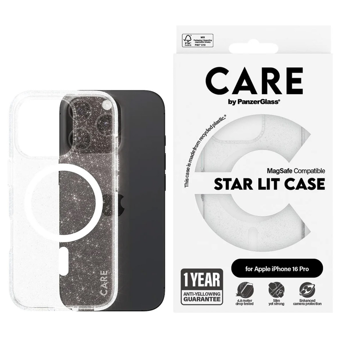 PANZERGLASS Protettiva PG-1342 Custodia per Apple iPhone 16 Pro, Trasparente