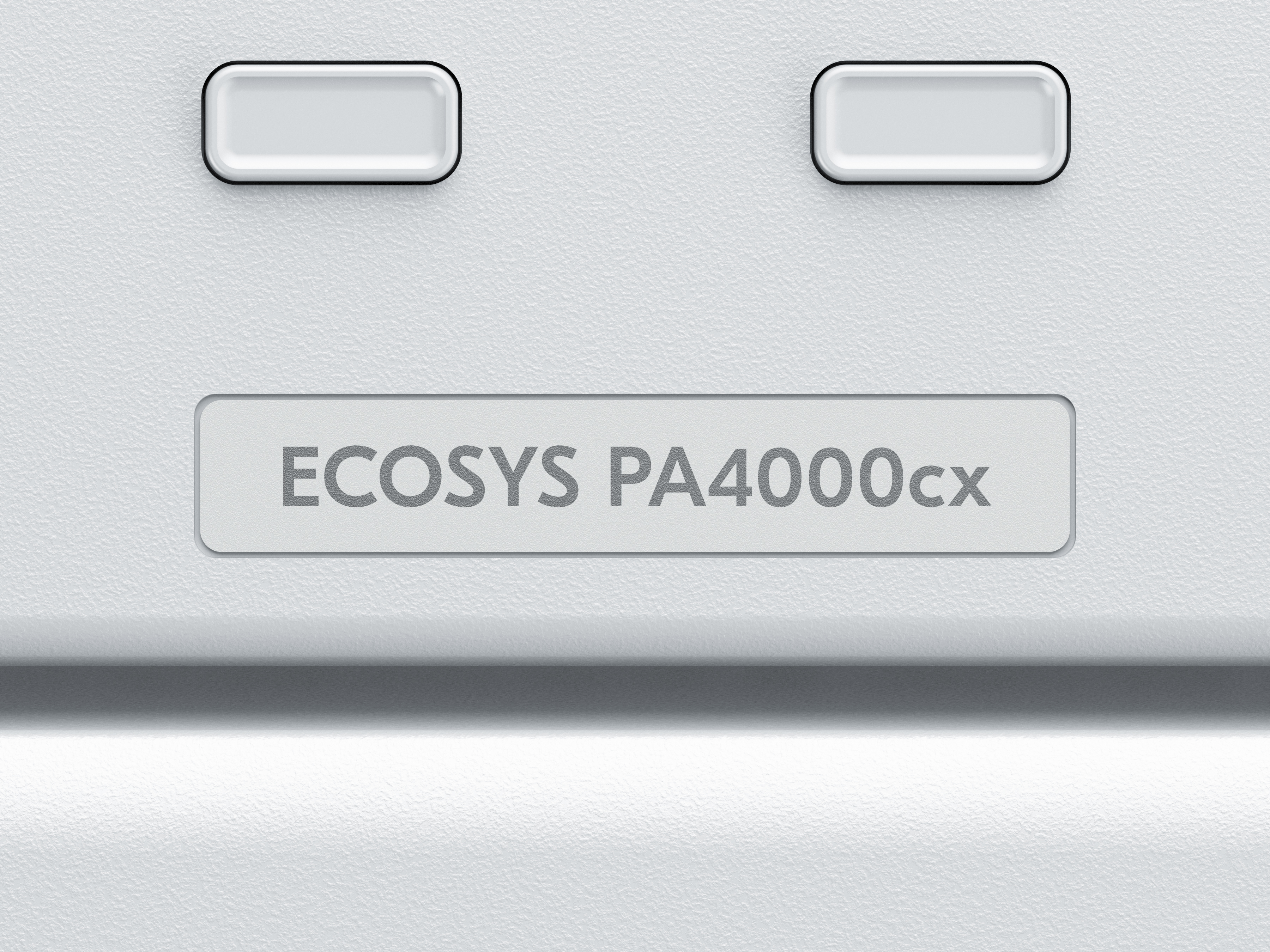 Zbliżenie białej drukarki z napisem 'ECOSYS PA4000cx'.