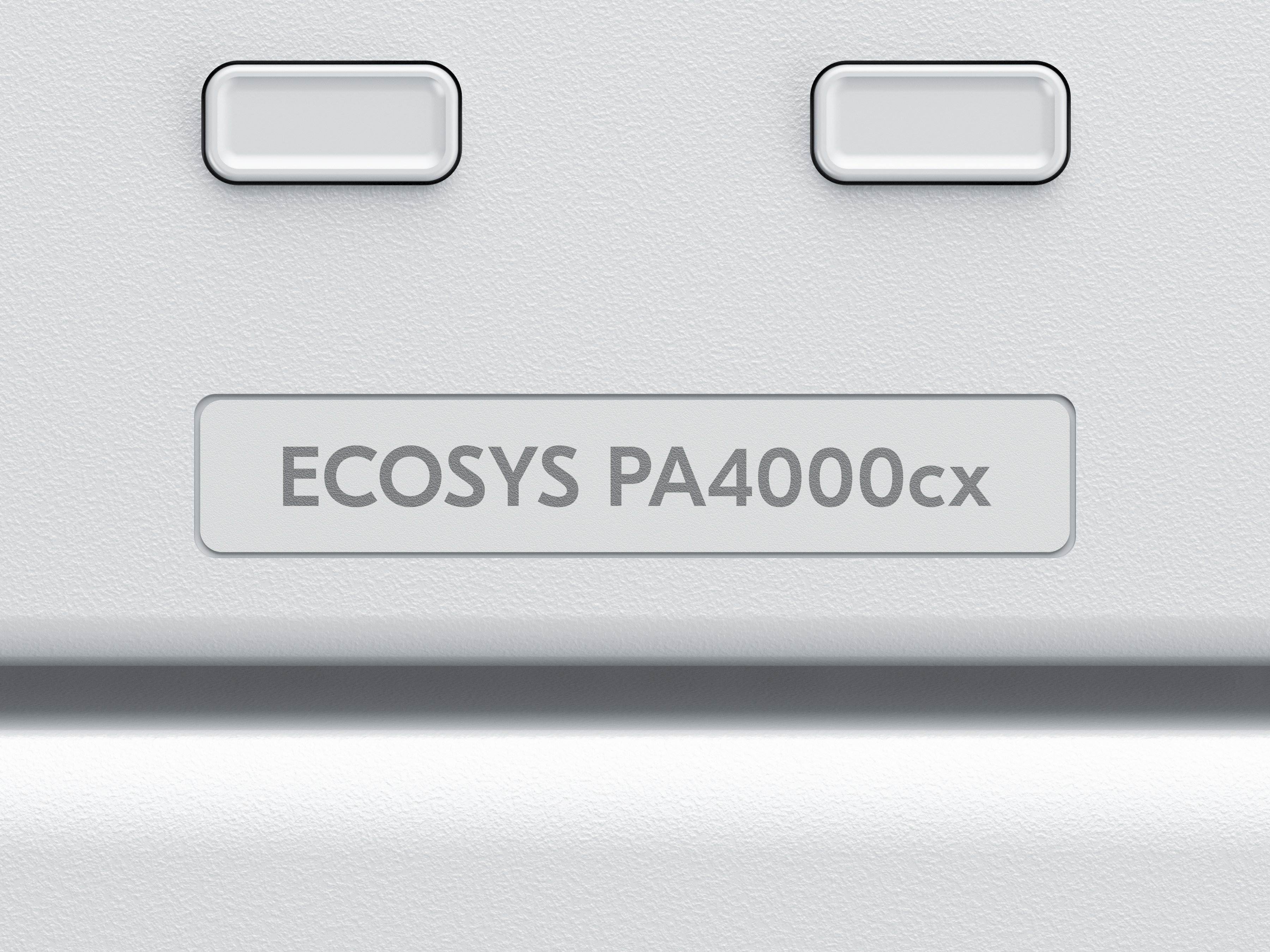 Primo piano di una stampante con le parole 'ECOSYS PA4000cx' sull'etichetta.