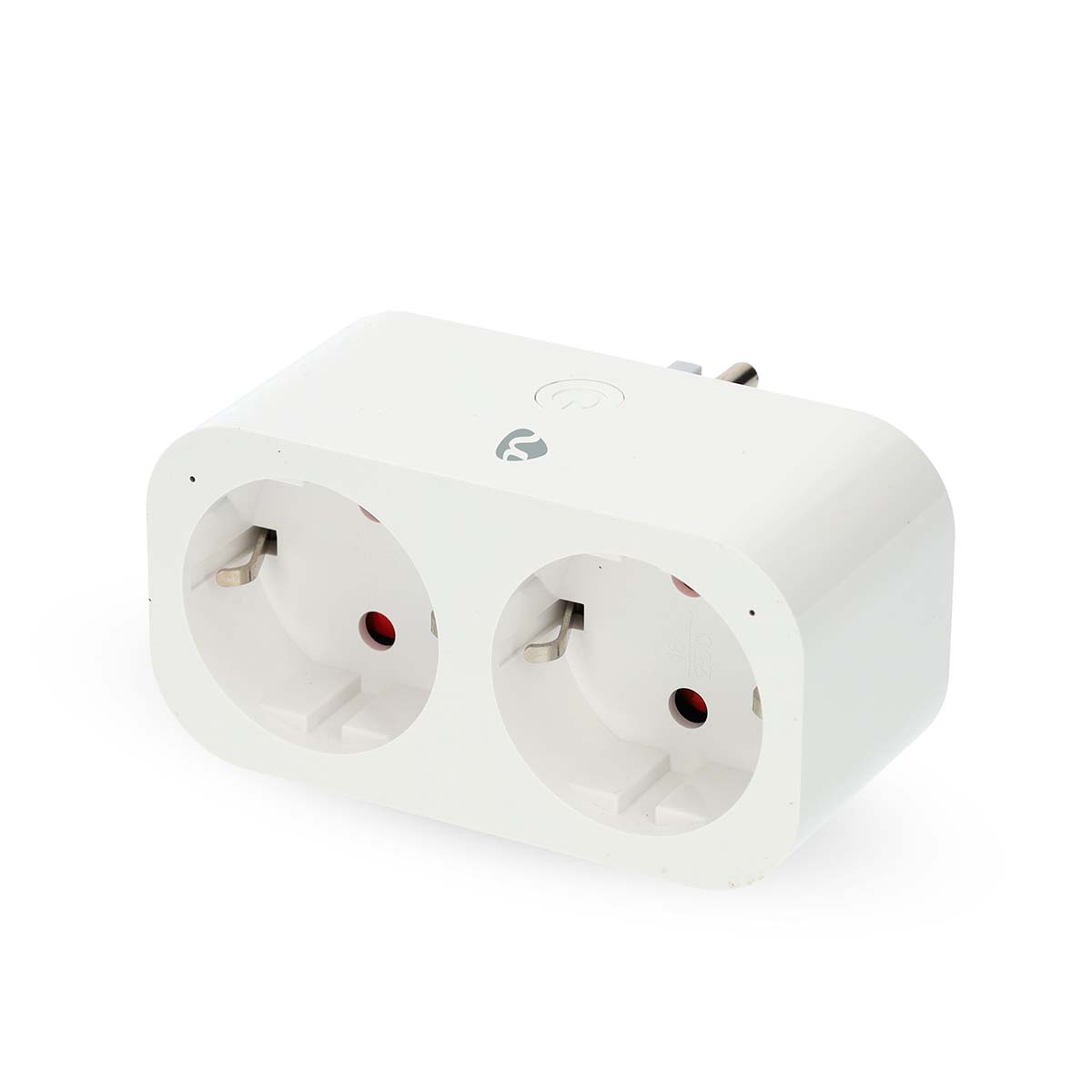 White dual power outlet adapter with two sockets.