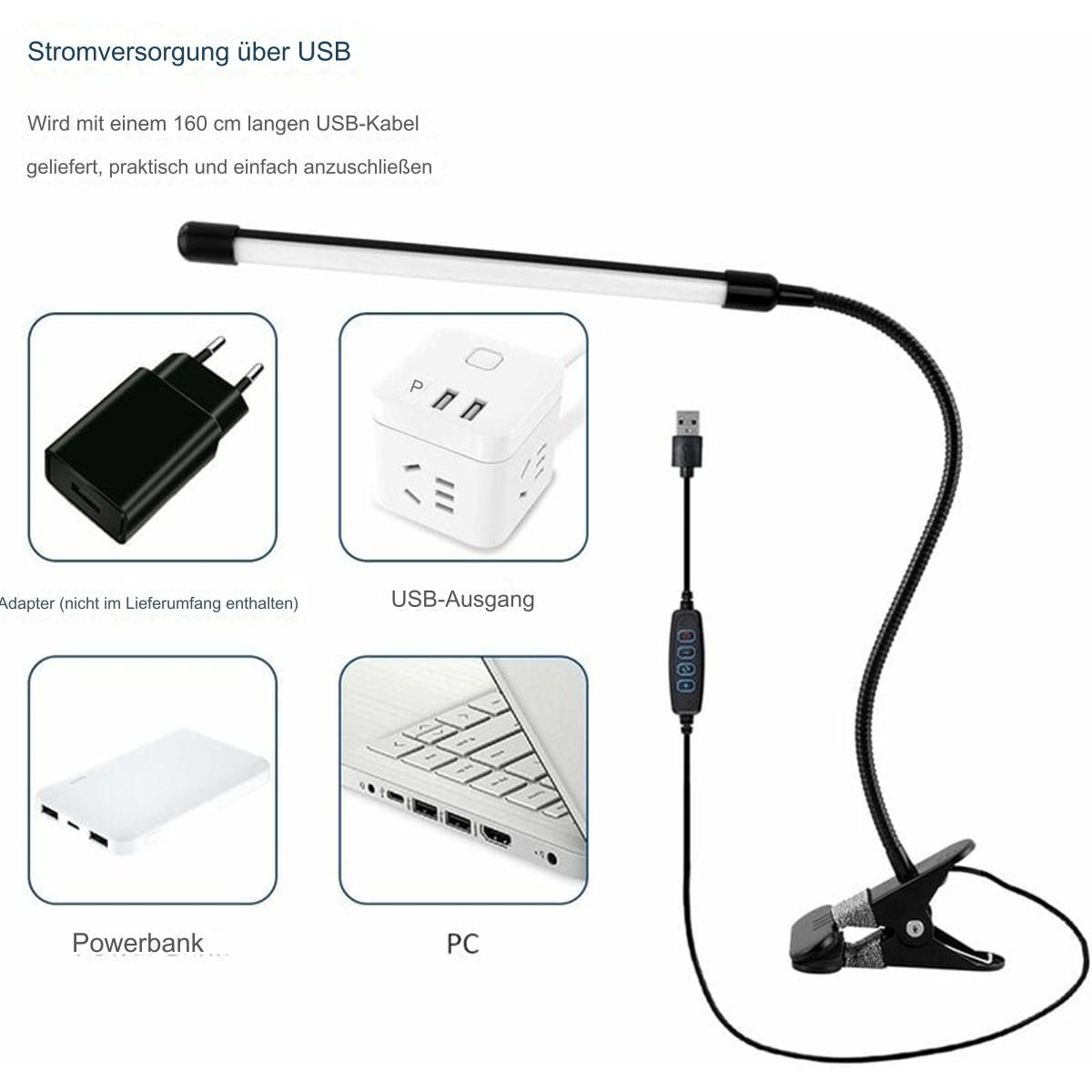 Verschiedene elektronische Geräte und Zubehör: eine Lampe, ein Ladegerät, eine Powerbank und ein Laptop.