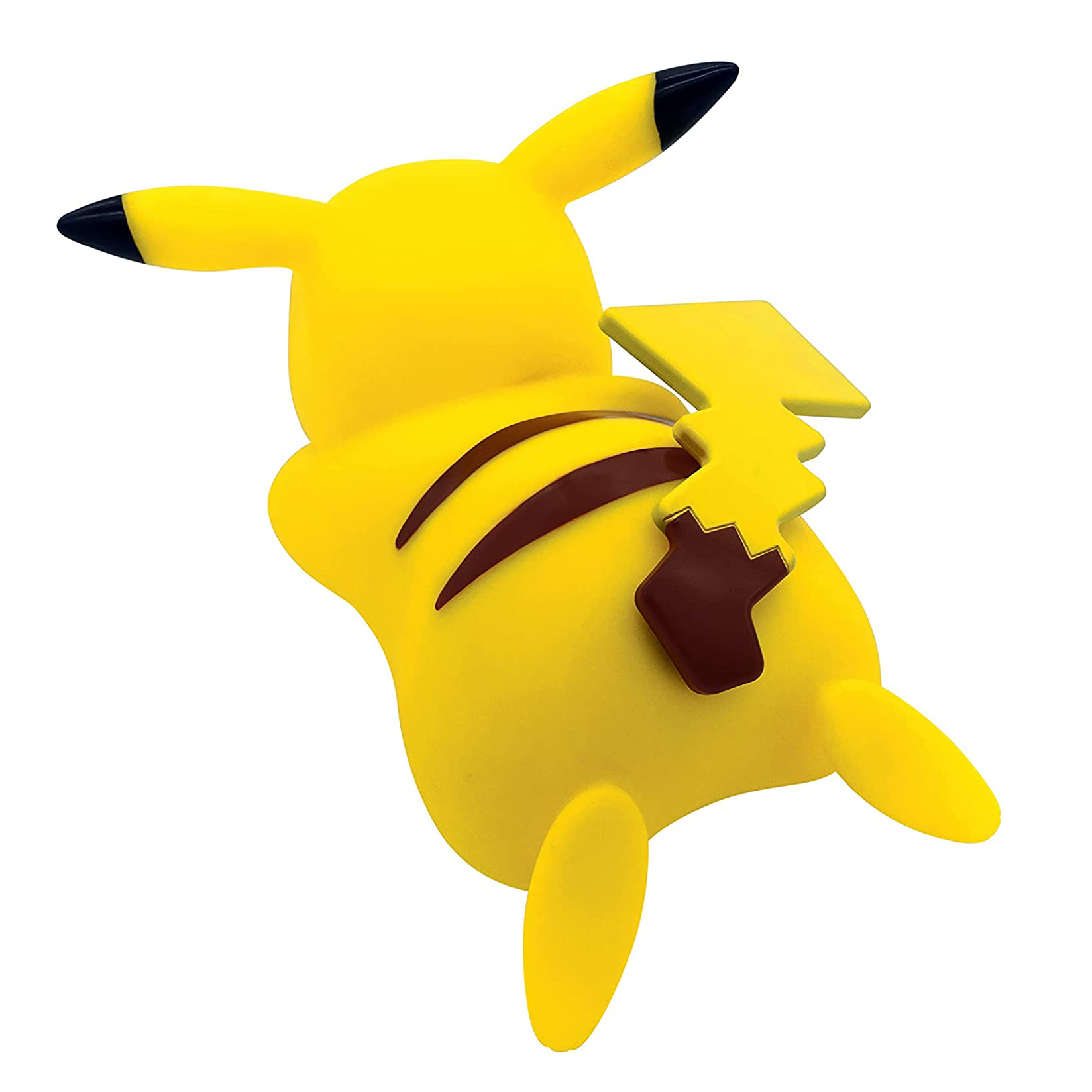 Figura gialla di Pikachu vista da dietro, con una coda a fulmine.