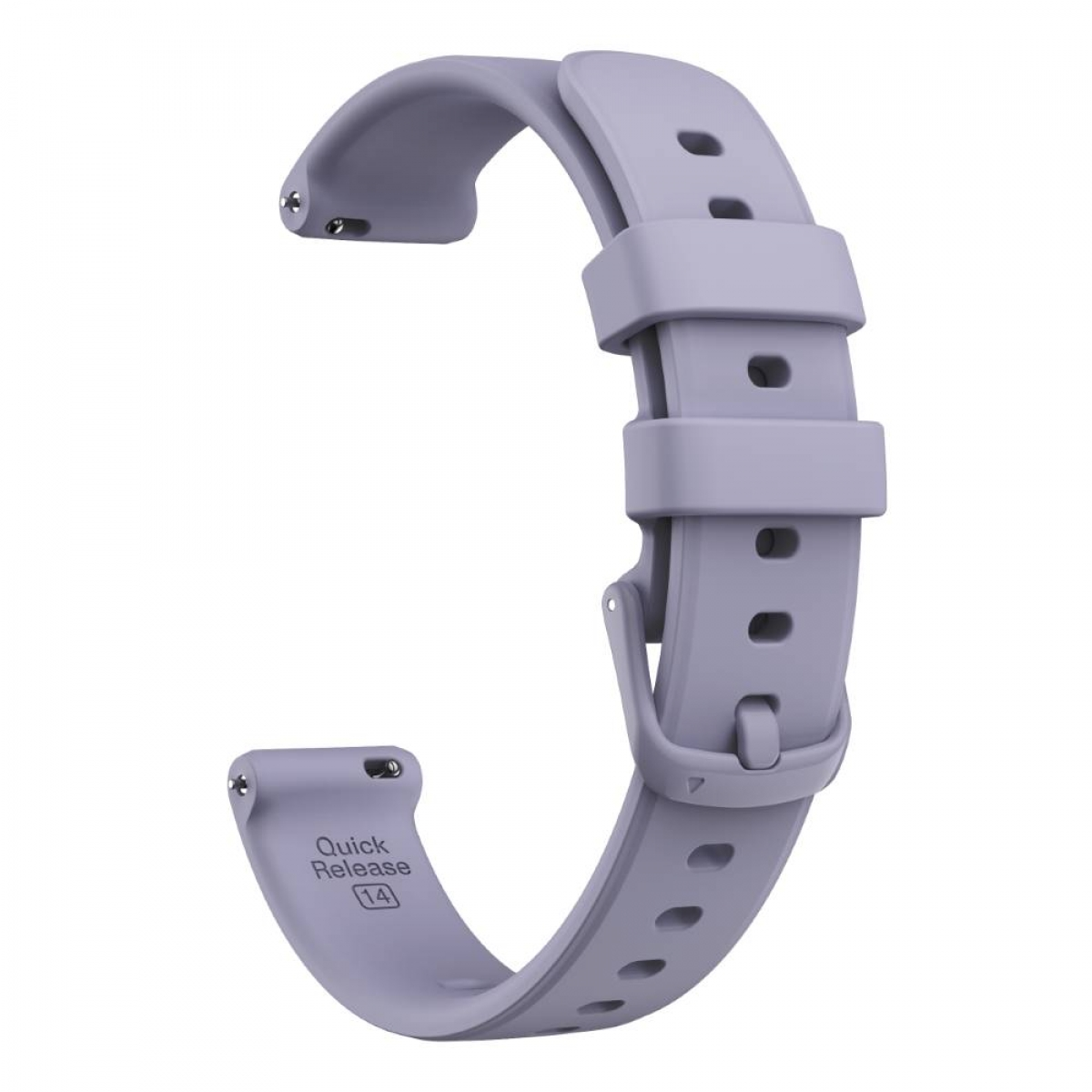 Helllila Uhrenarmband mit Schnalle und Schnellverschluss.