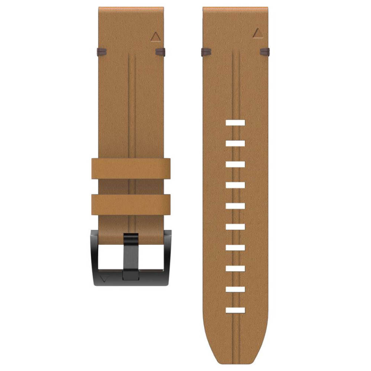Zwei braune Leder-Uhrenarmbänder mit schwarzer Schnalle. Sie sind lose.