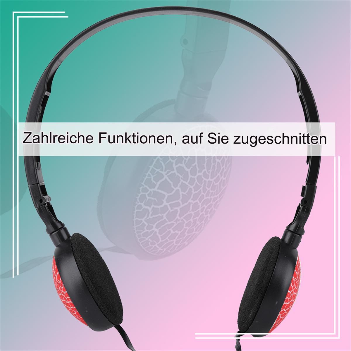 Schwarze Kopfhörer mit roten Details. Text auf dem Bild. Ein zweites Paar Kopfhörer erscheint im Hintergrund.