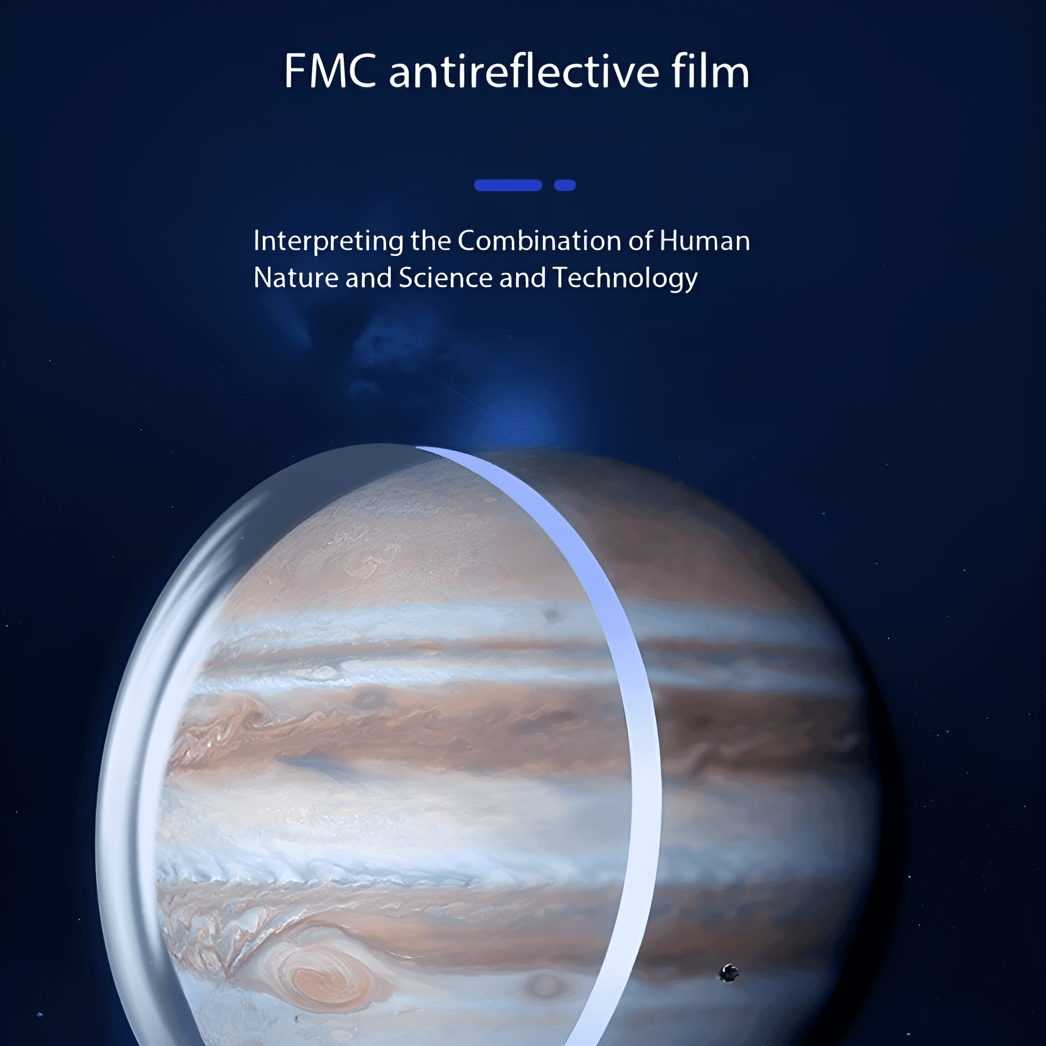Grafik des Jupiter-Planeten mit Text. Die Grafik hat einen blau-weißen Umriss.