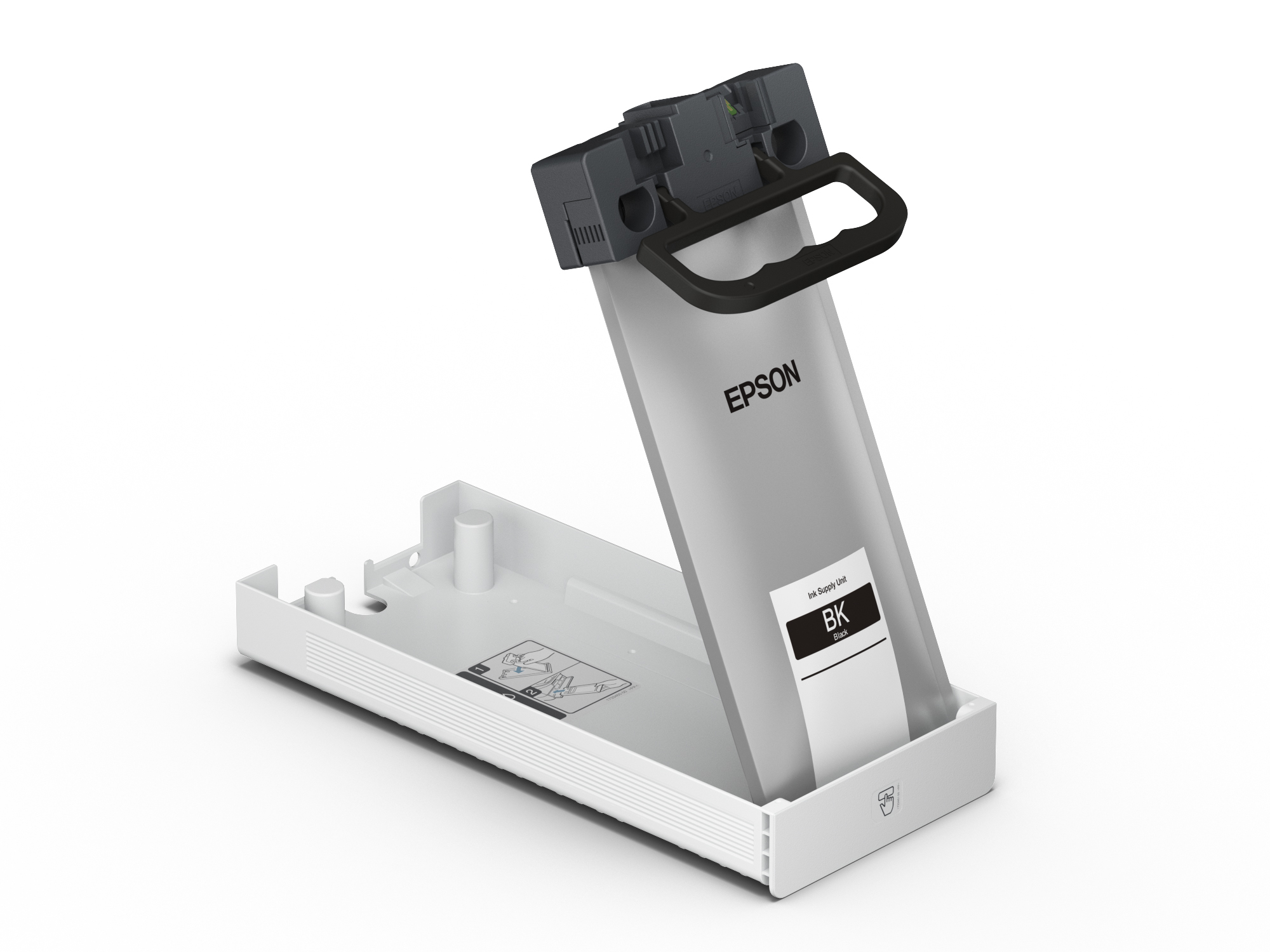 Wkład atramentowy Epson w białym uchwycie, z czarnym uchwytem.