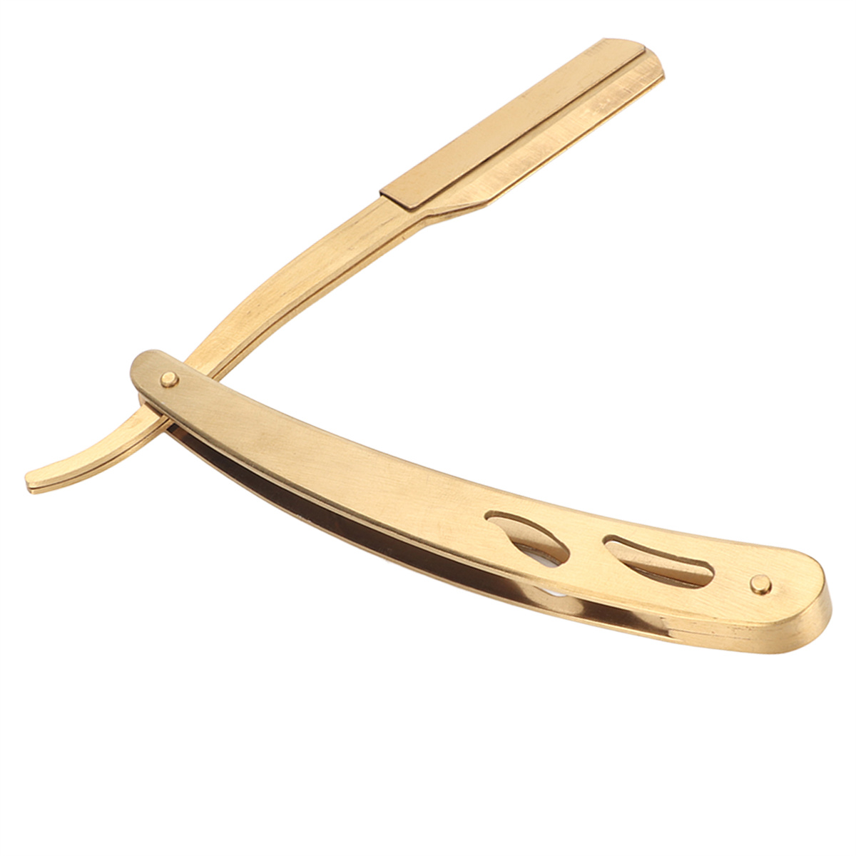 Ein goldenes Rasiermesser. Die Klinge ist geöffnet und einsatzbereit.