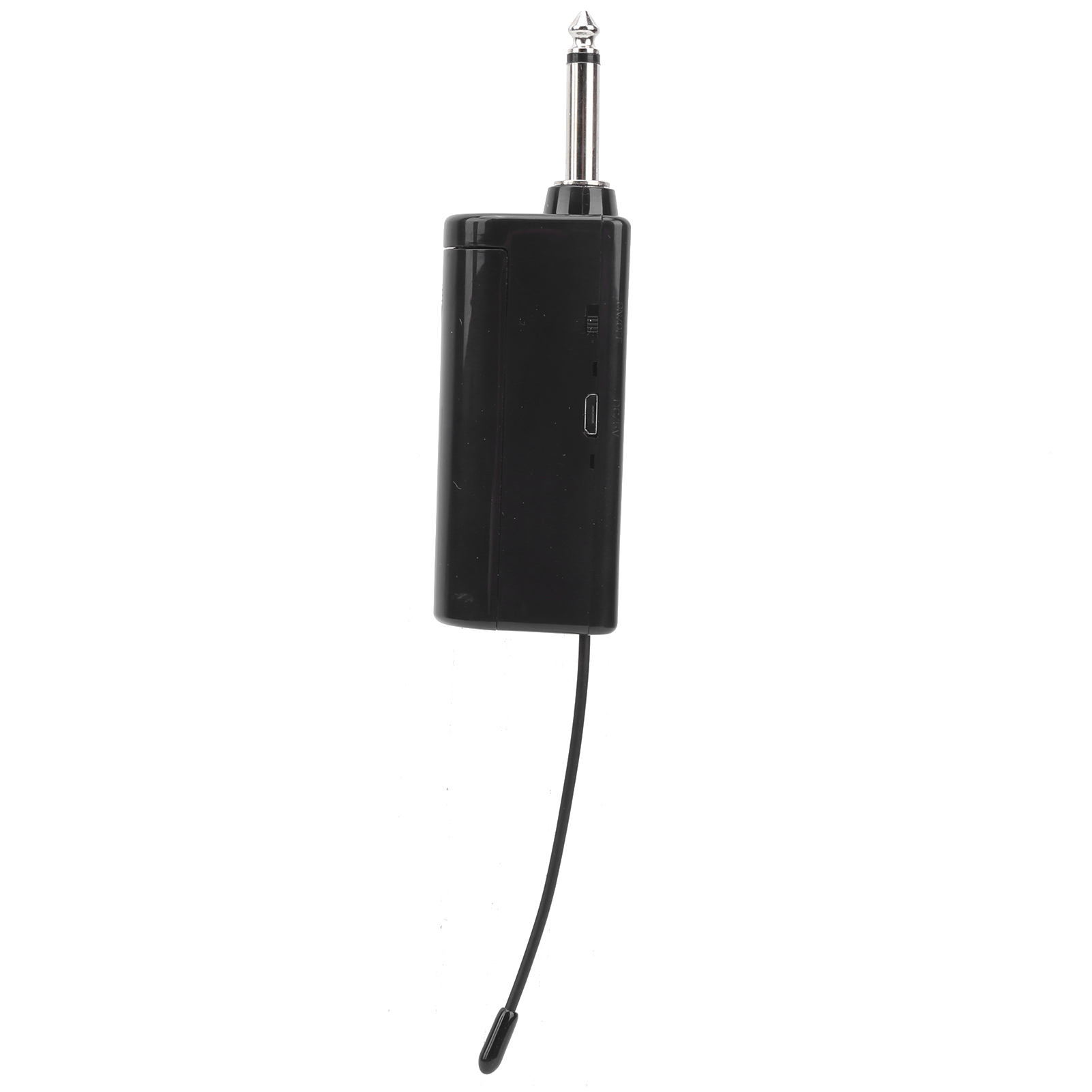 Schwarzer Audiosender. Kabel mit kleinem Mikrofon.