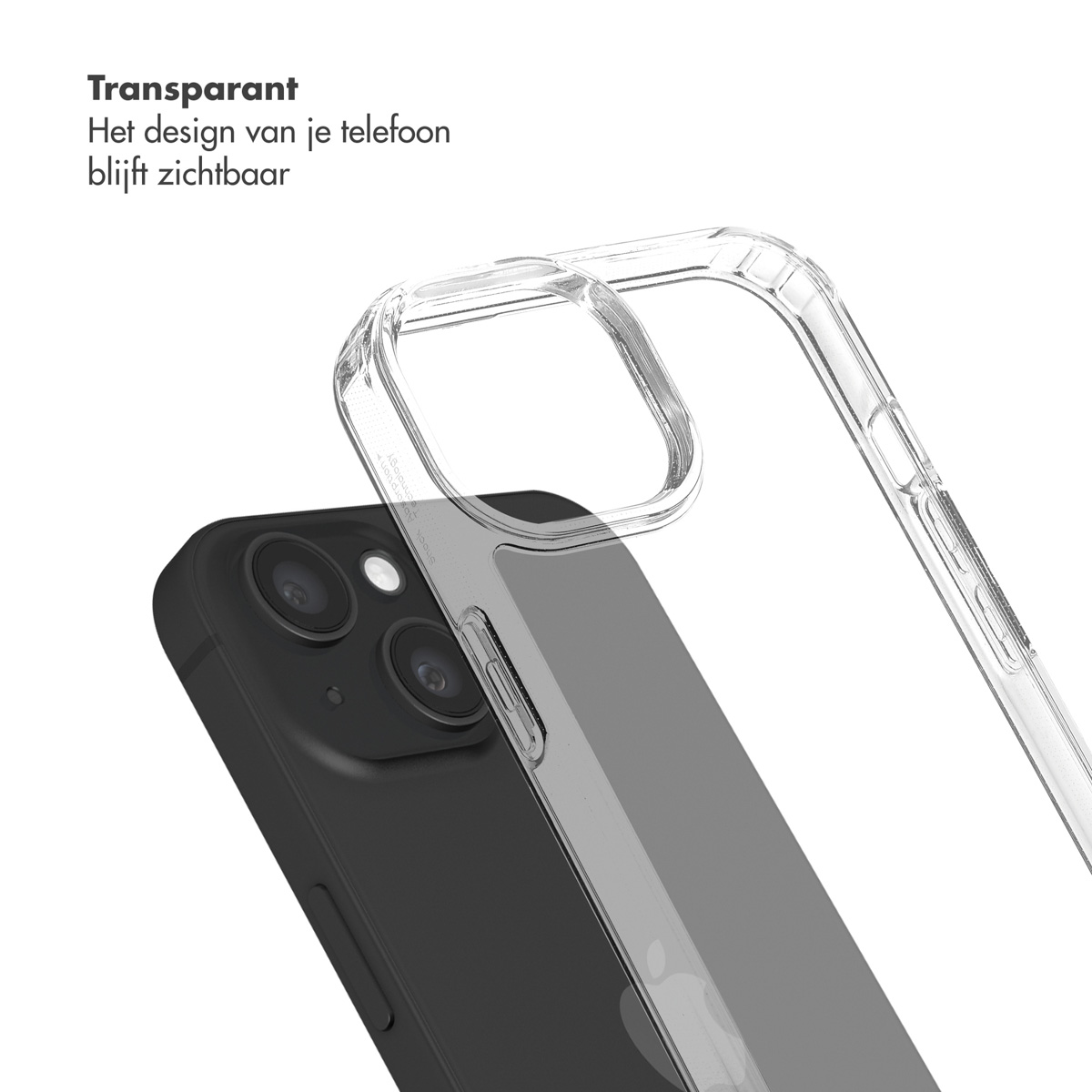 Clear phone case on a black phone. Case is partially over the phone, angled slightly.