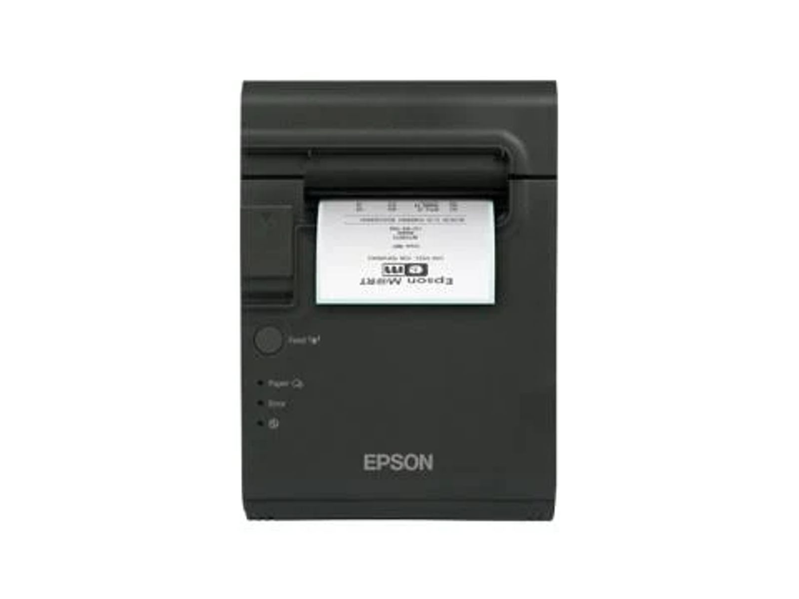 Ein schwarzer Epson-Drucker mit Papierschacht, vorne mit Epson beschriftet.