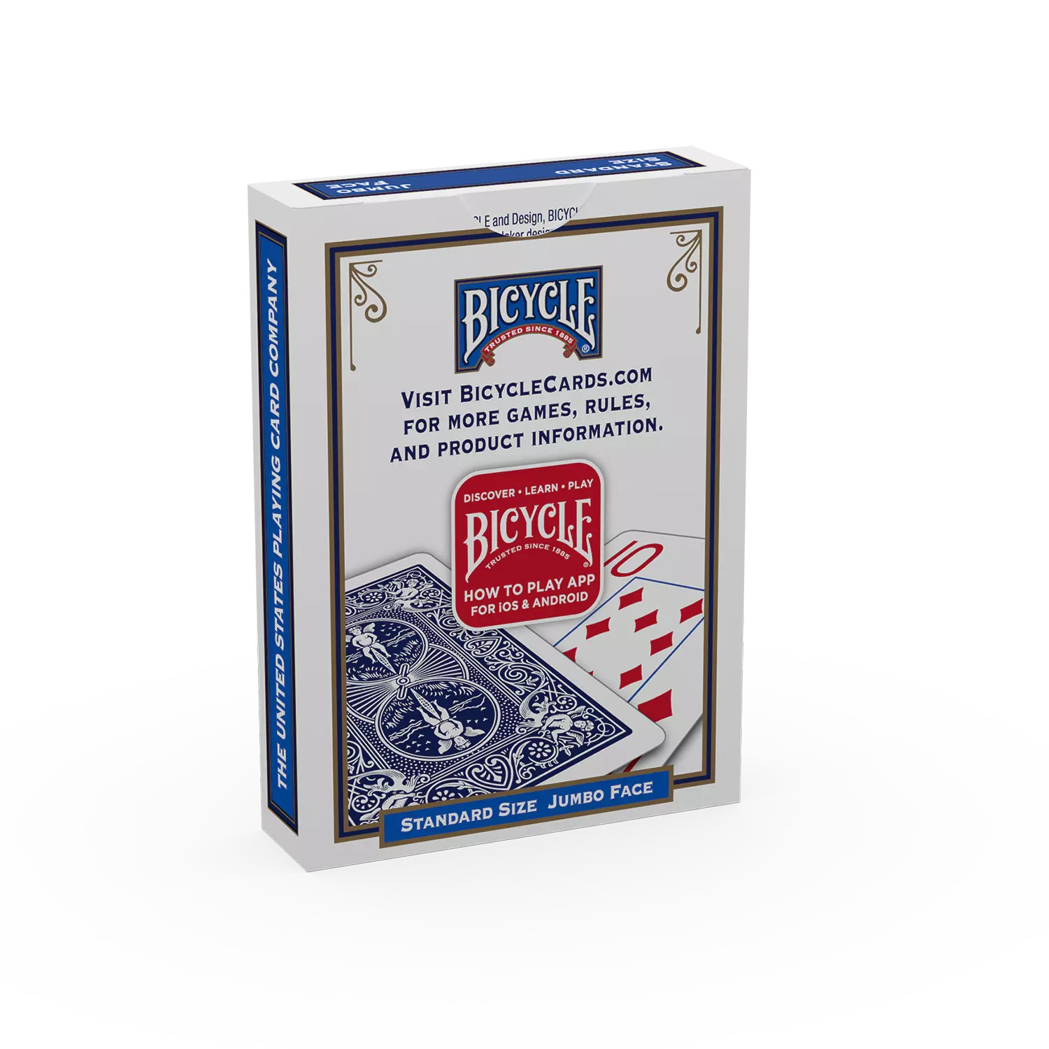 Bicycle Spielkartenbox, Standardgröße, mit zwei Kartenbildern darauf.