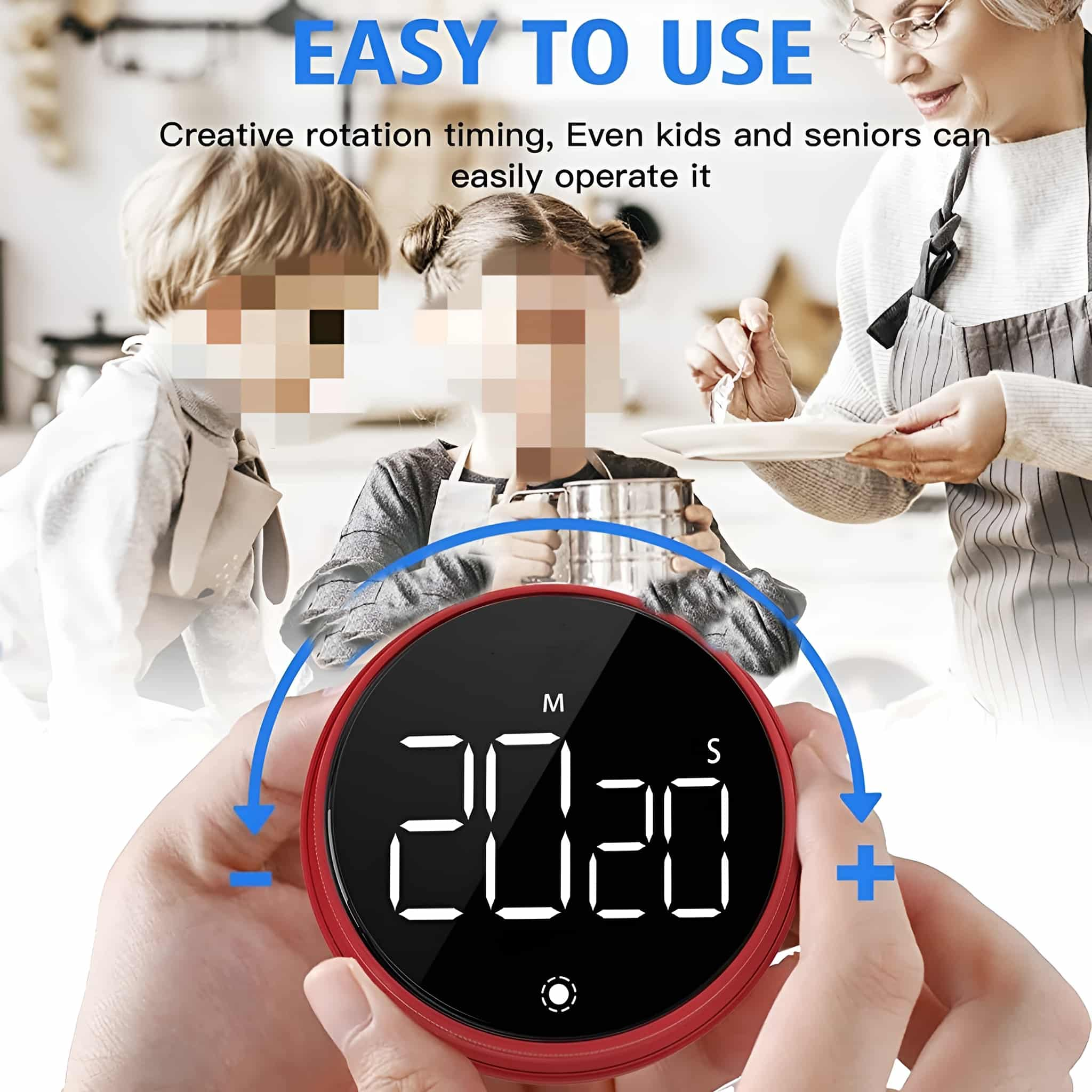Roter Digitaltimer mit rotem Rahmen, mit der Anzeige 20:20.