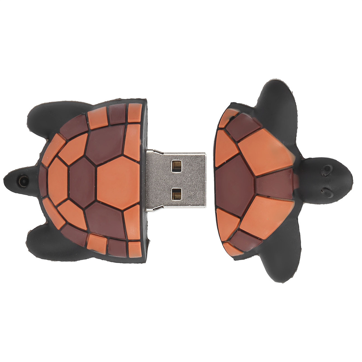 USB-Stick in Form einer Schildkröte. Er ist braun mit schwarzen Details.