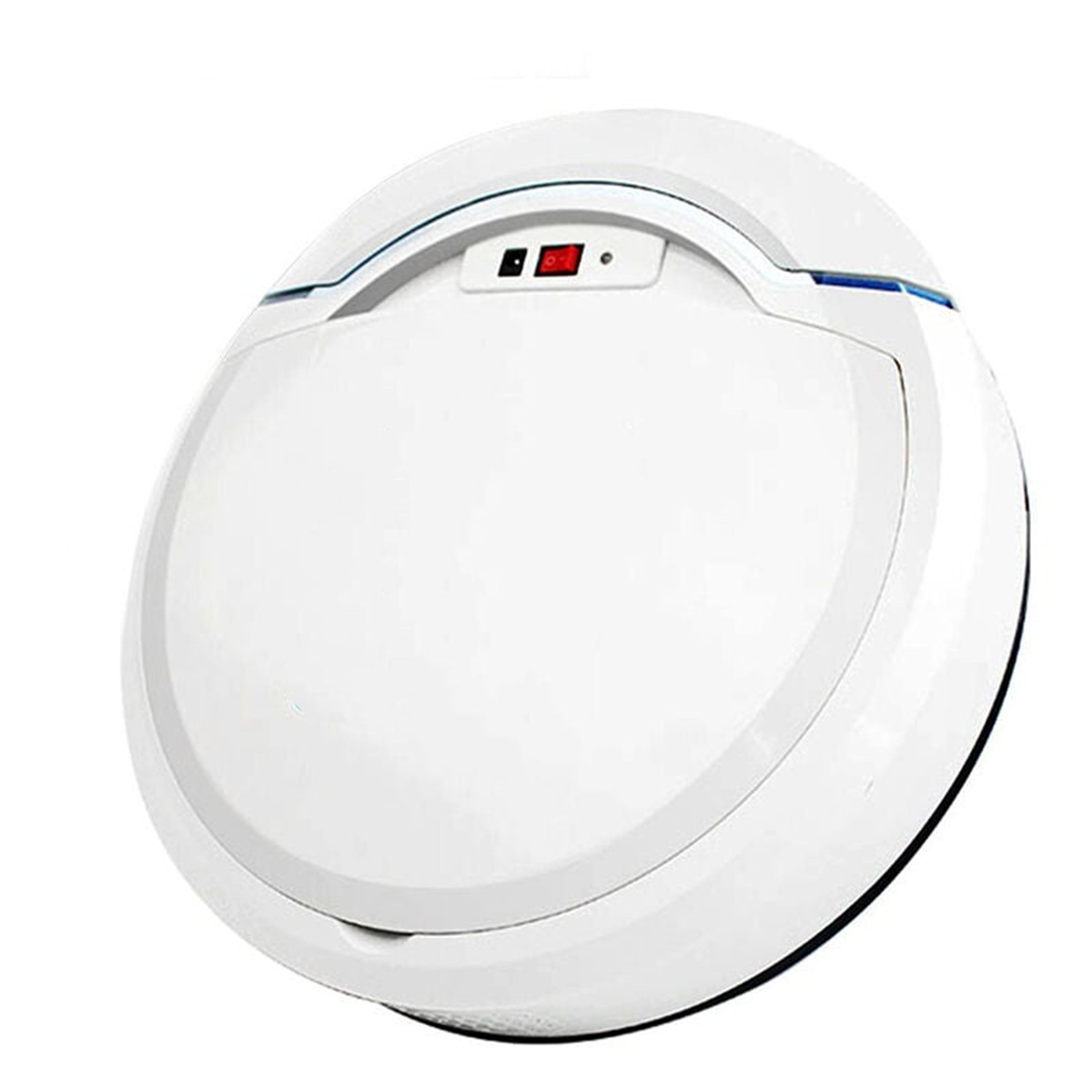 Weißer Roboter-Staubsauger. Ein weißer Roboter-Staubsauger. Hintergrund: weiß.