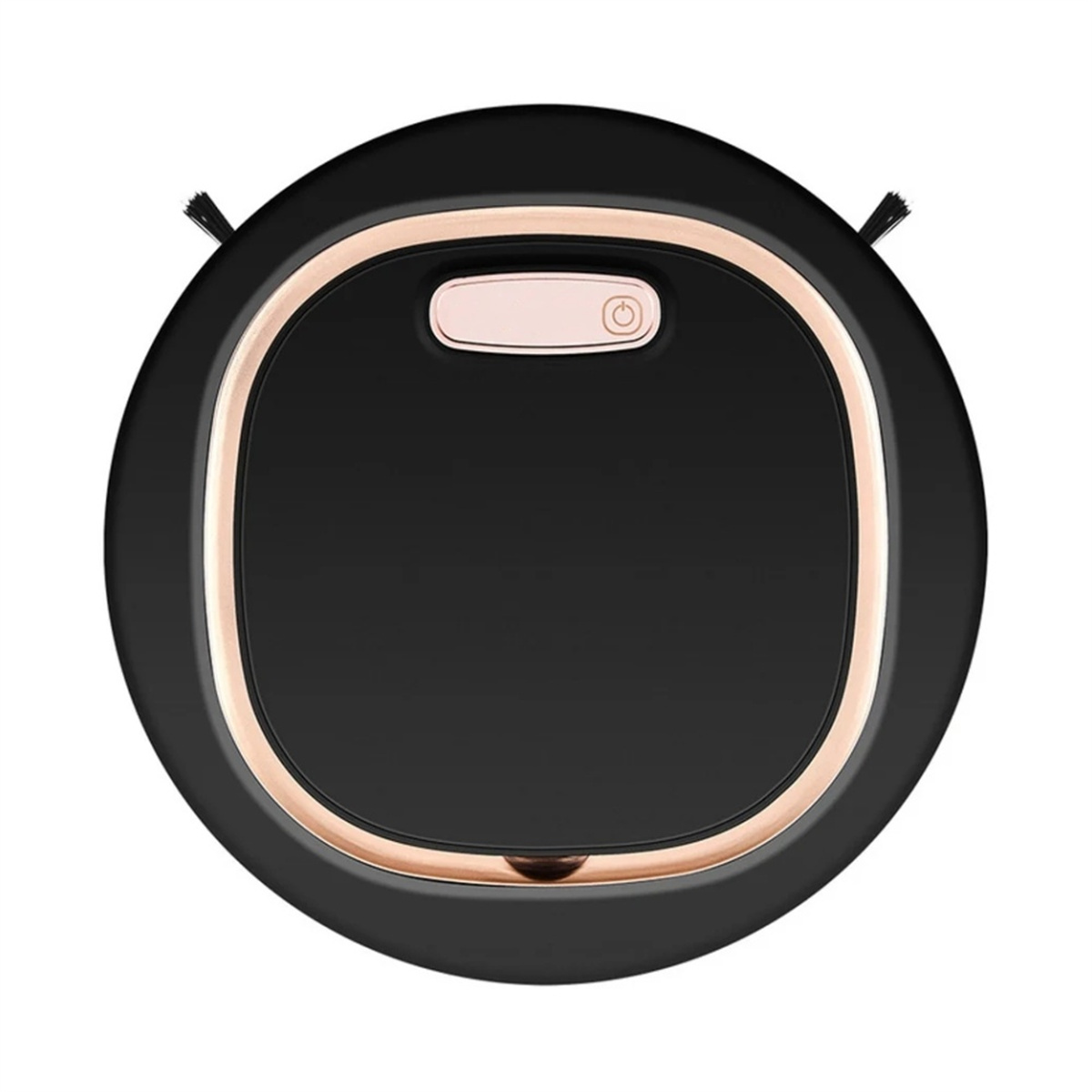 Schwarzer Roboter-Staubsauger. Ein schwarzer Roboter-Staubsauger. Hintergrund: weiß.