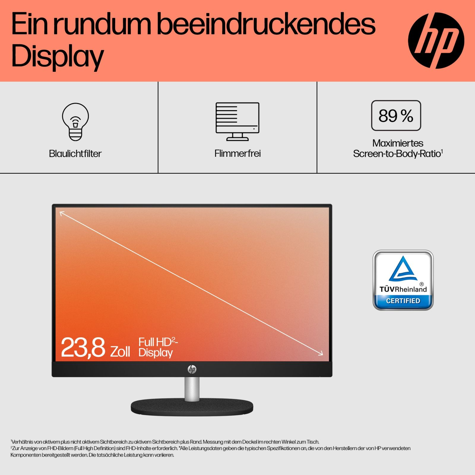 Czarny monitor komputerowy z pomarańczowym ekranem, białym tekstem i czarną podstawą.