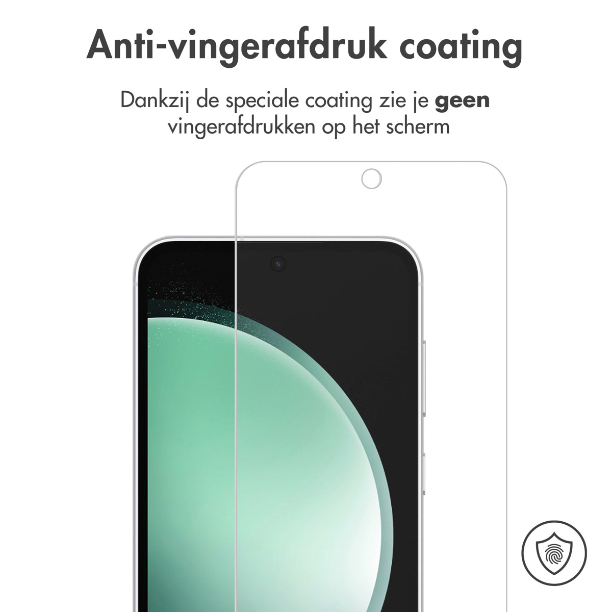 A phone and screen protector with the text 'Anti-fingerprint coating'.