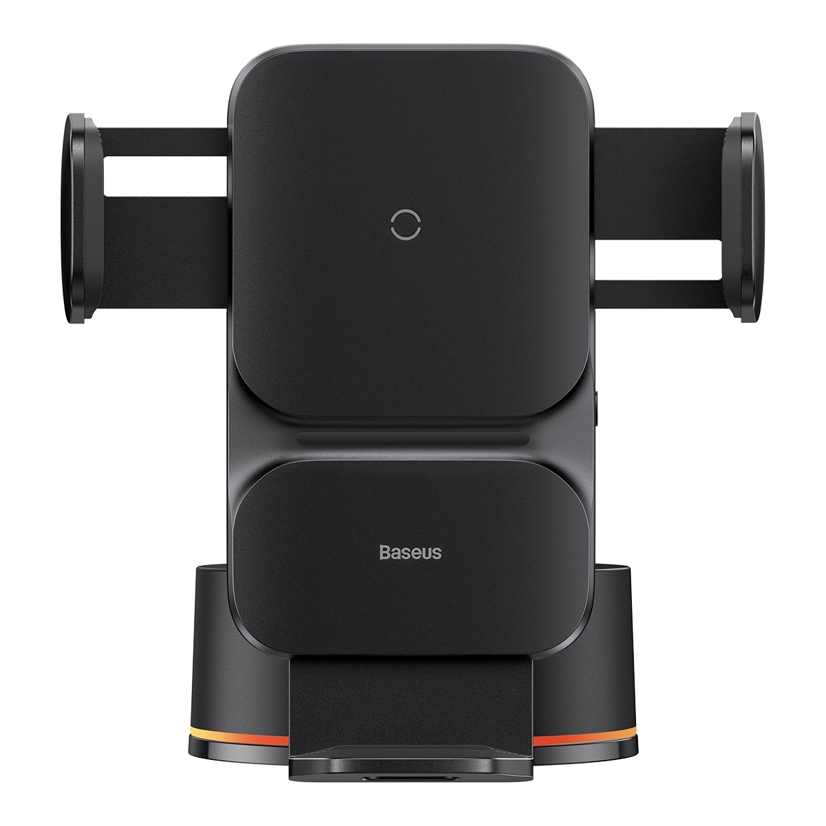 Supporto per telefono per auto Baseus nero. Il supporto è progettato per la ricarica wireless.