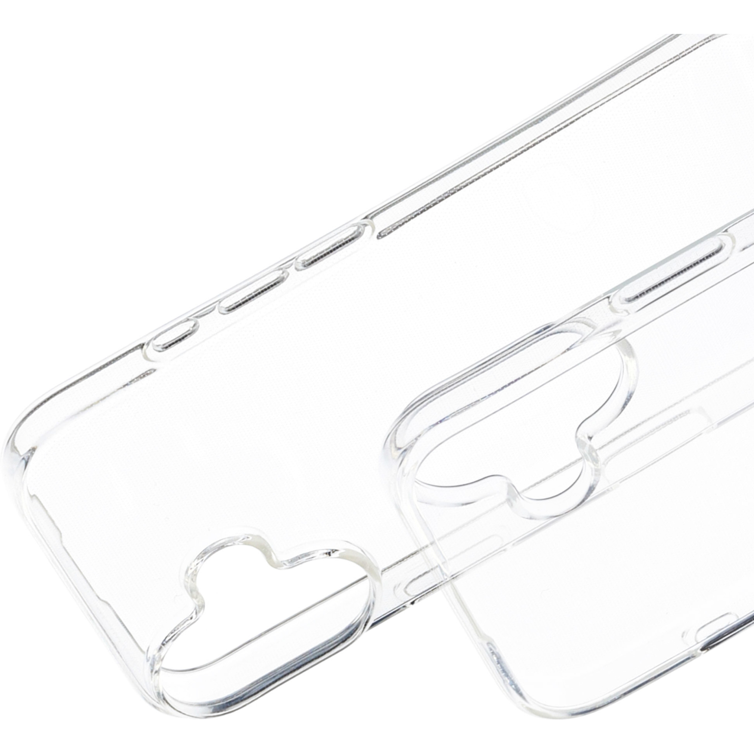 Transparante telefoonhoesjes, twee overlappend. Transparant plastic materiaal.