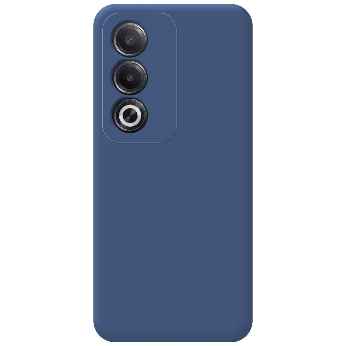 Custodia blu per telefono con tre obiettivi per fotocamera.