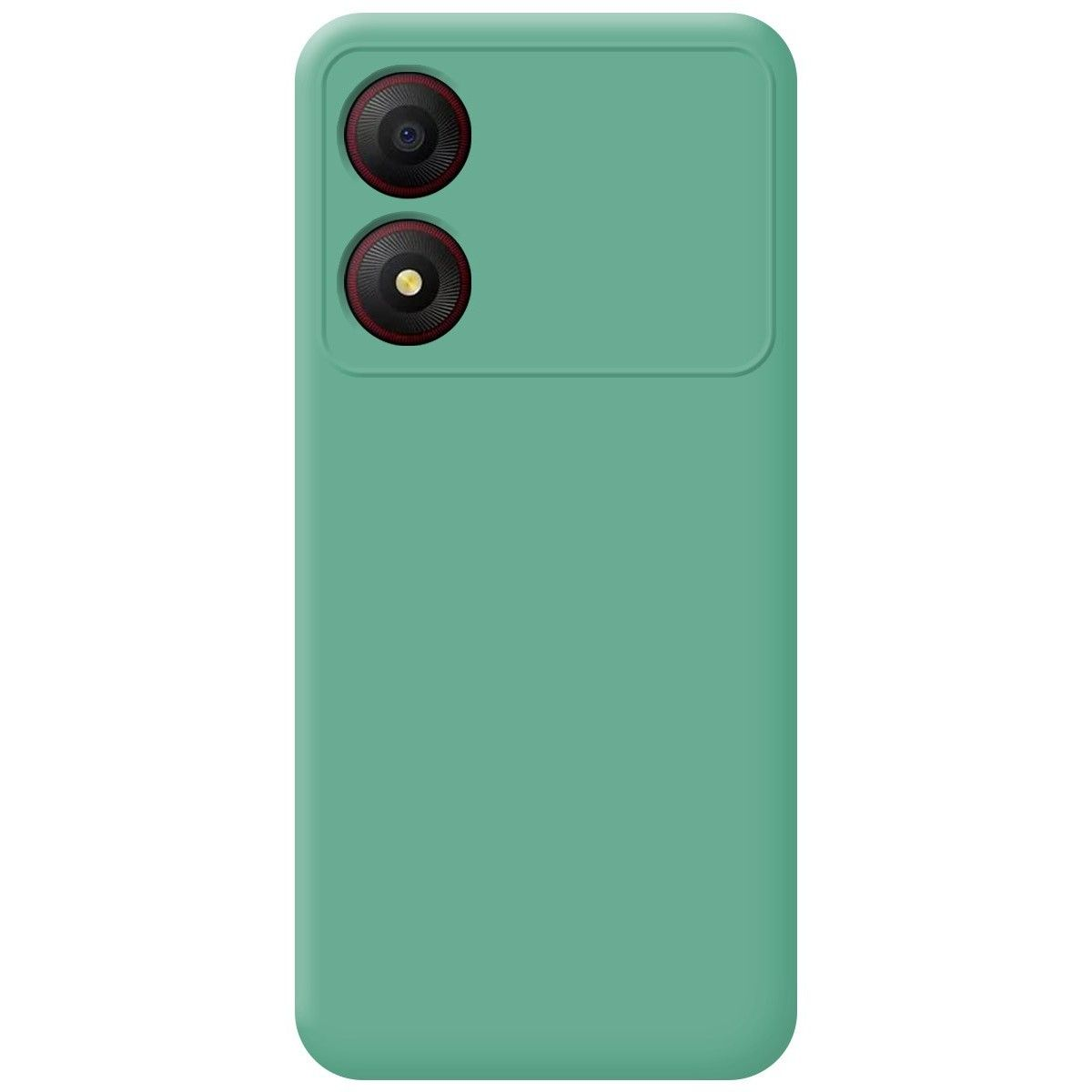 Una custodia per telefono verde menta con due fotocamere sul retro.